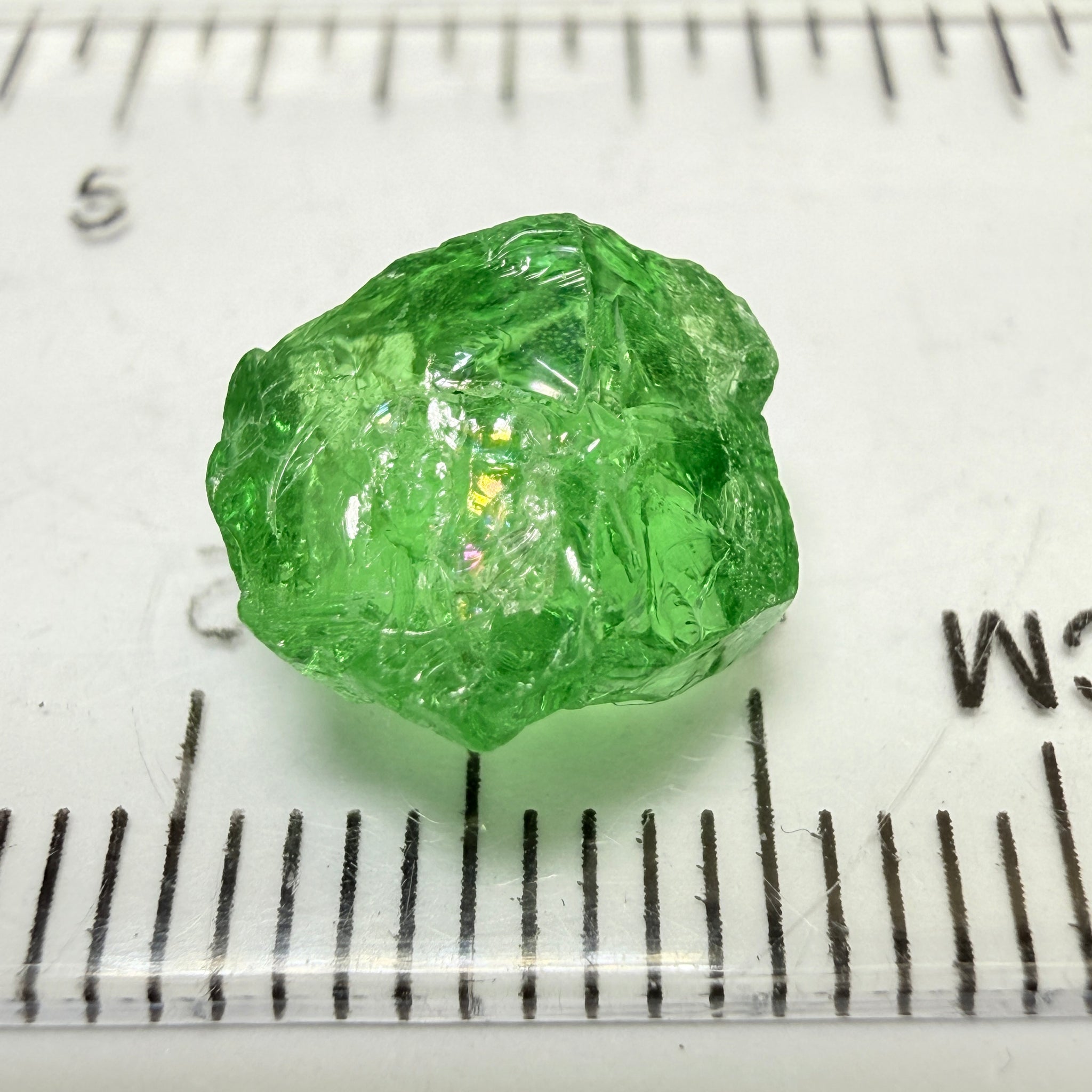 Tsavorite Garnet, 3.89ct, Tanzania, Untreated Unheated, veils, slight inclusions at top, flat stone