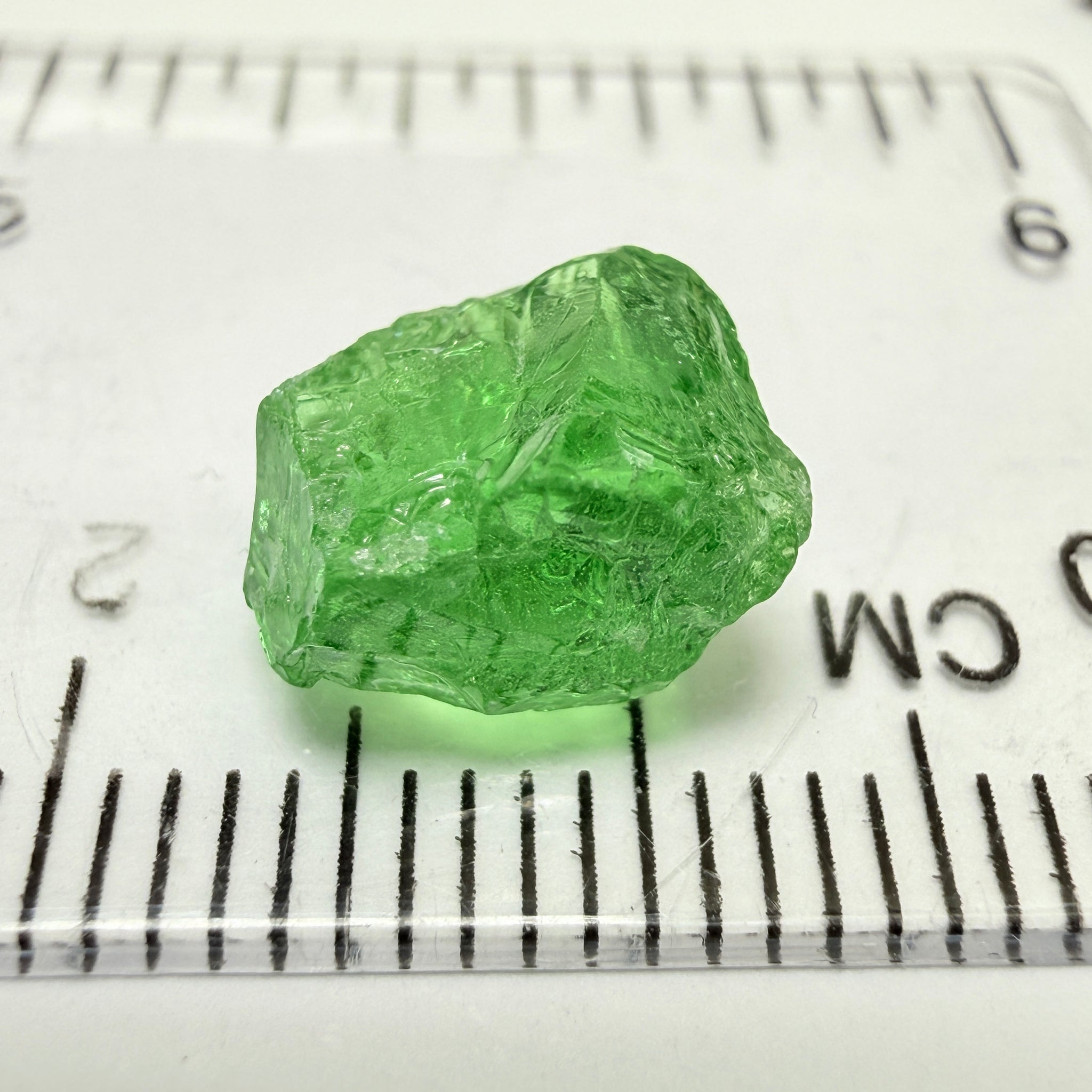 Tsavorite Garnet, 3.89ct, Tanzania, Untreated Unheated, veils, slight inclusions at top, flat stone