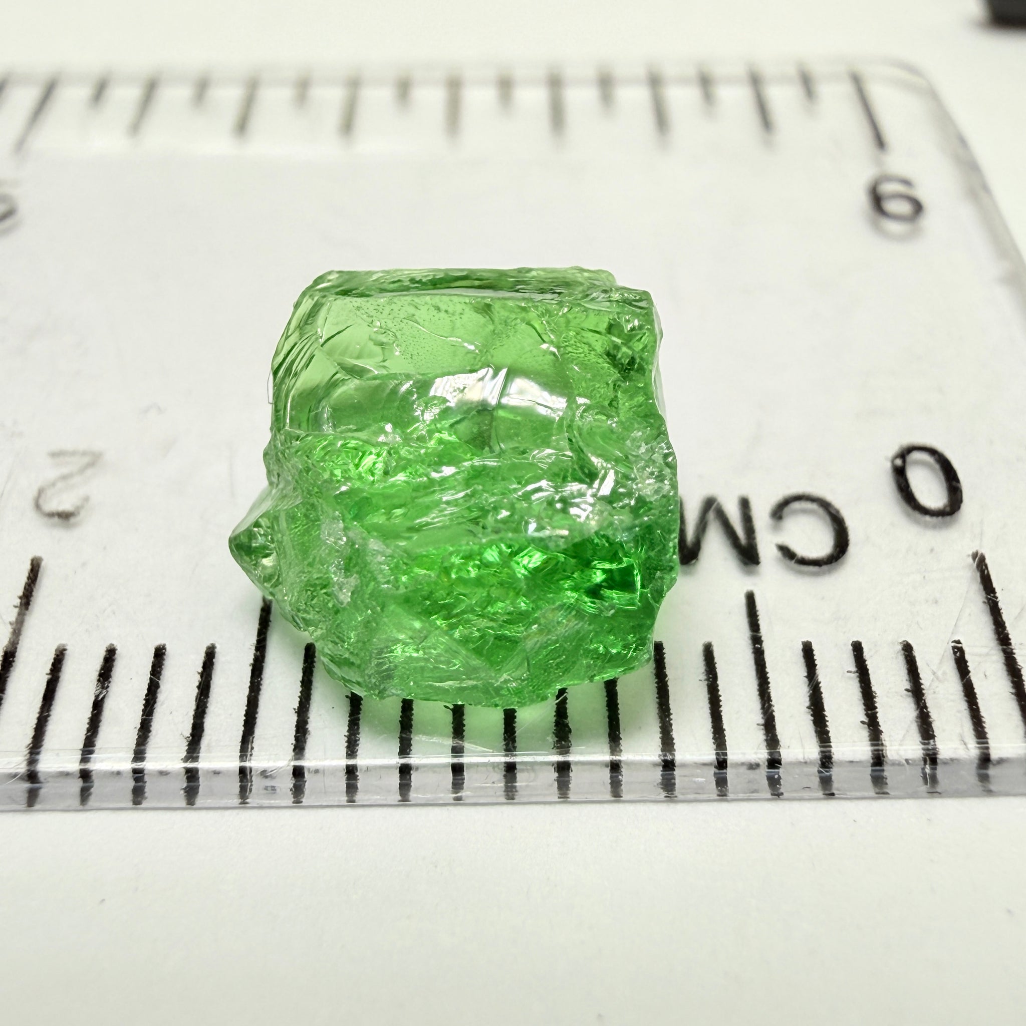 Tsavorite Garnet, 3.89ct, Tanzania, Untreated Unheated, veils, slight inclusions at top, flat stone