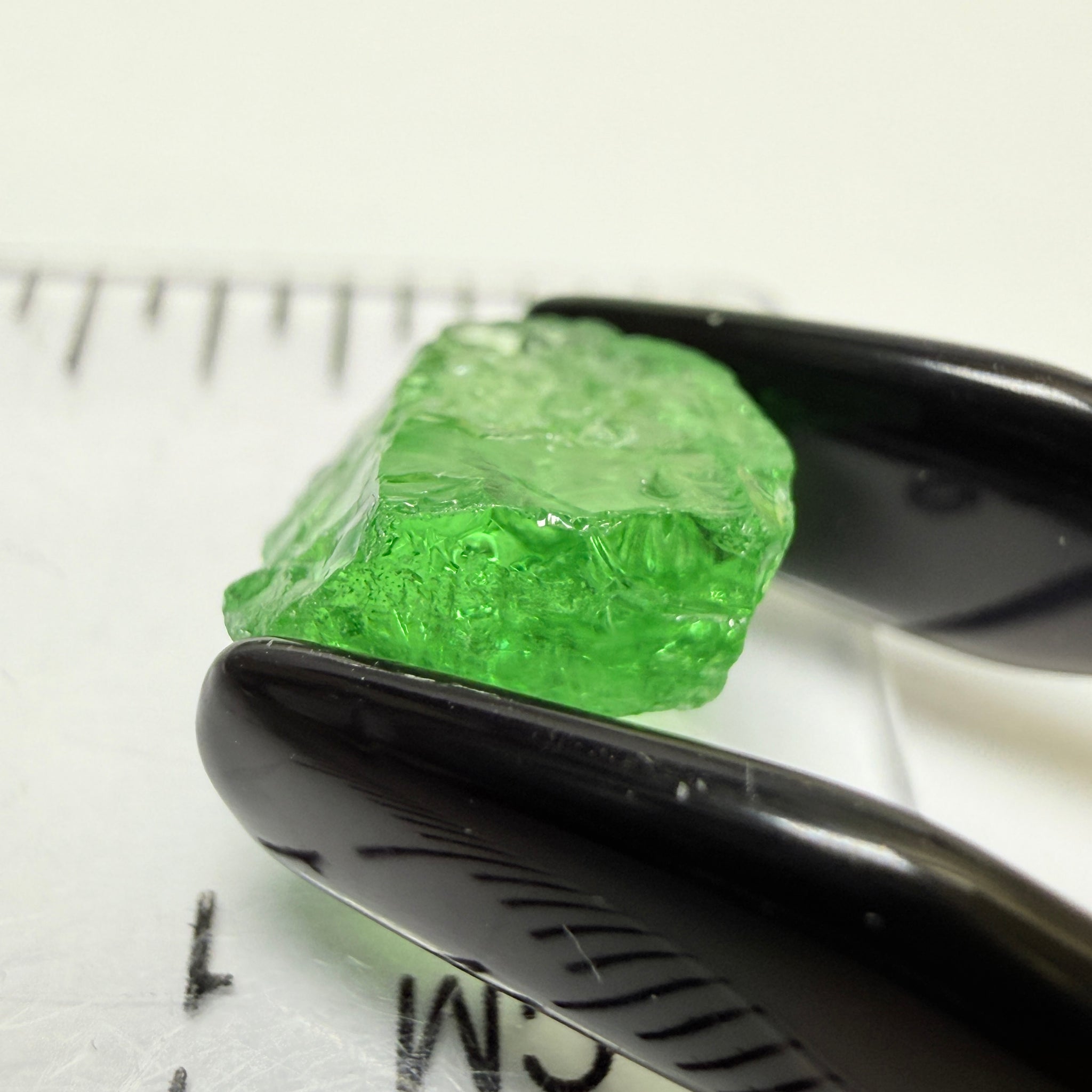 Tsavorite Garnet, 3.89ct, Tanzania, Untreated Unheated, veils, slight inclusions at top, flat stone