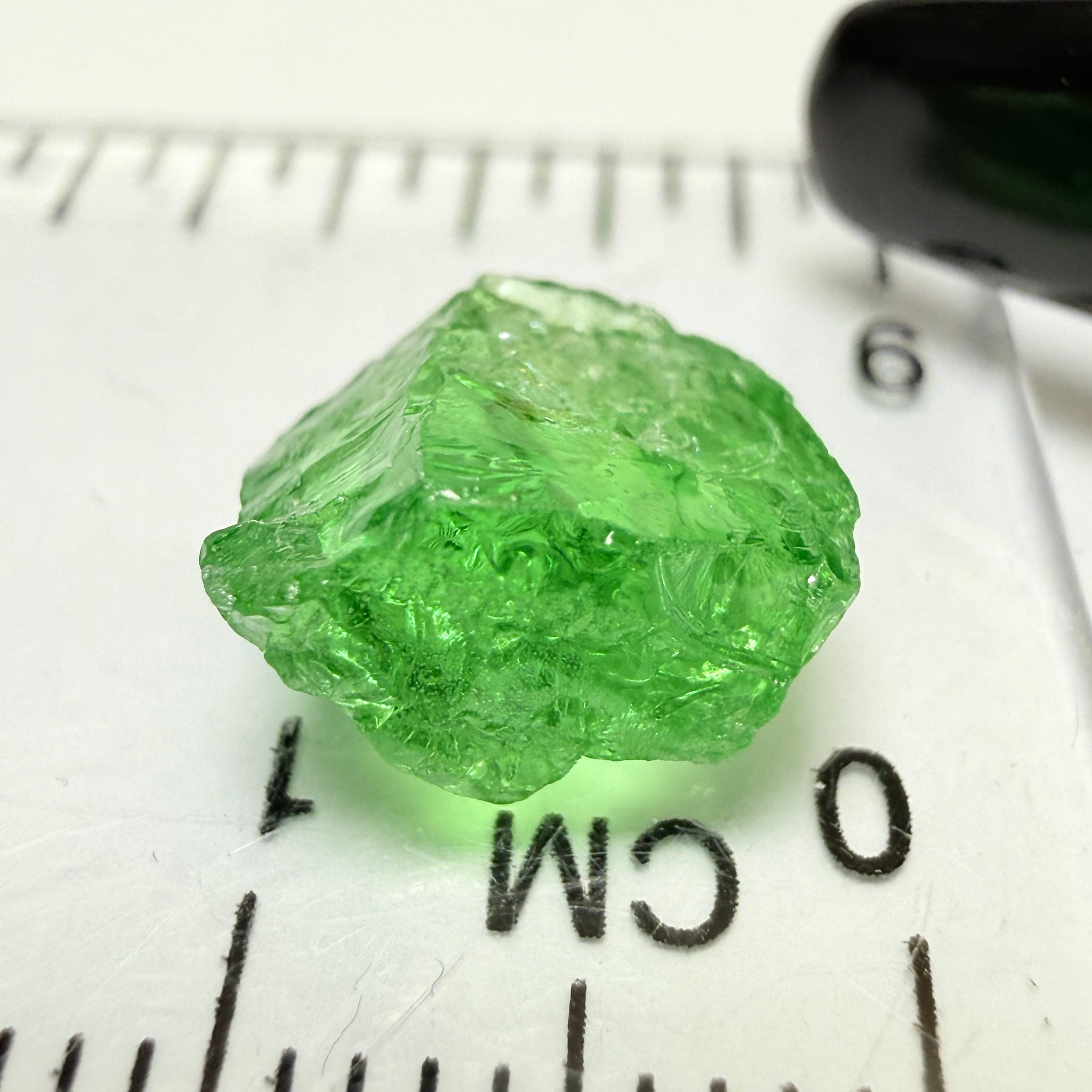 Tsavorite Garnet, 3.89ct, Tanzania, Untreated Unheated, veils, slight inclusions at top, flat stone