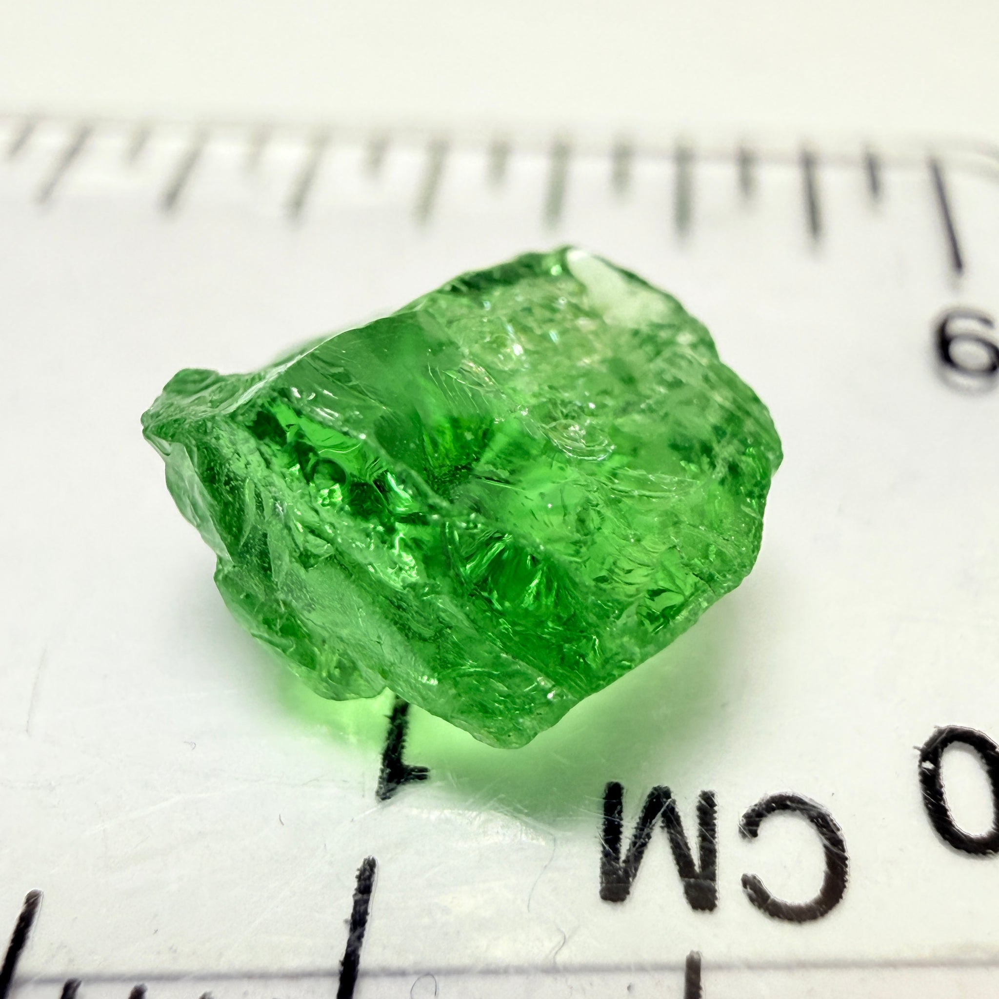 Tsavorite Garnet, 3.89ct, Tanzania, Untreated Unheated, veils, slight inclusions at top, flat stone