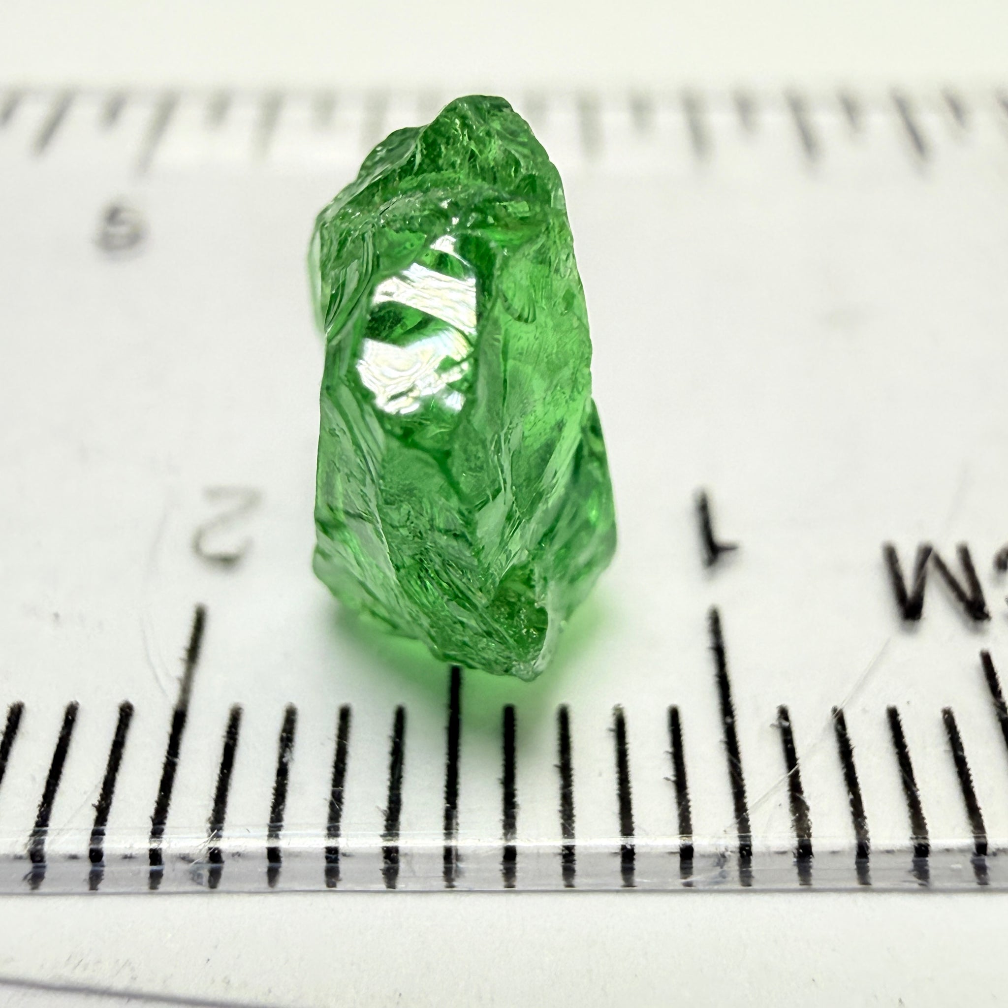 Tsavorite Garnet, 3.89ct, Tanzania, Untreated Unheated, veils, slight inclusions at top, flat stone