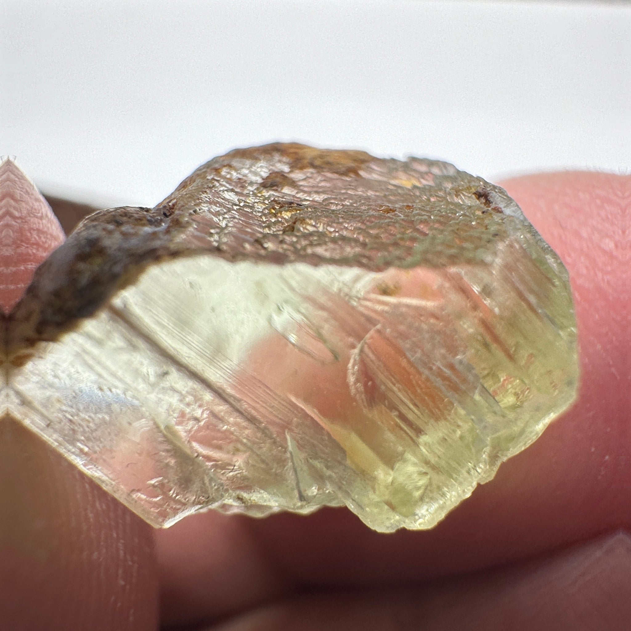 Tremolite Crystal, 13.66ct, Merelani, Tanzania, Untreated Unheated. Crack inside, the rest is vvs-if, see pic. Beautiful soft lime green colour