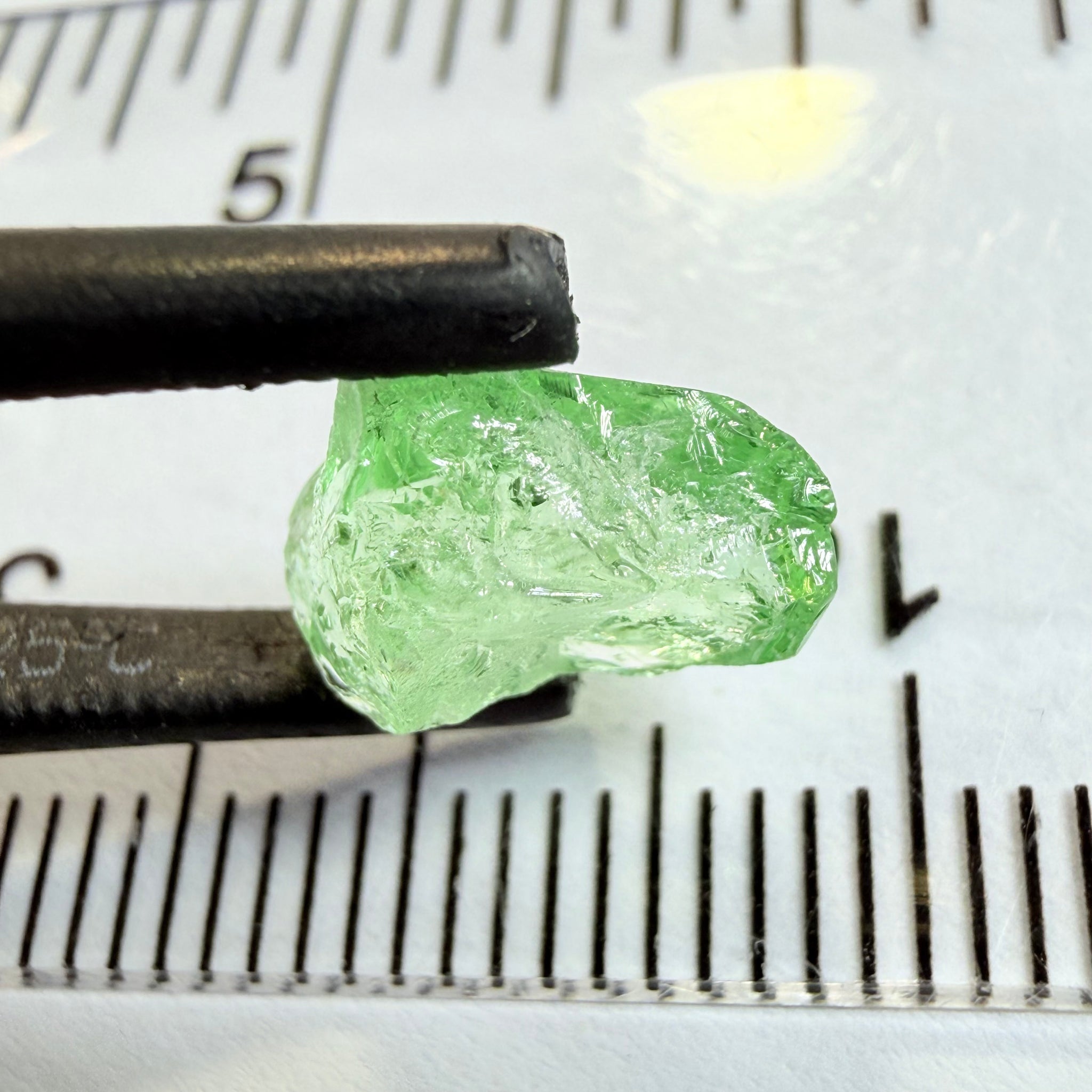 Merelani Mint Garnet, 2.69ct, Tanzania, Untreated Unheated, vvs, slight gunk at one end to remove, flat shape