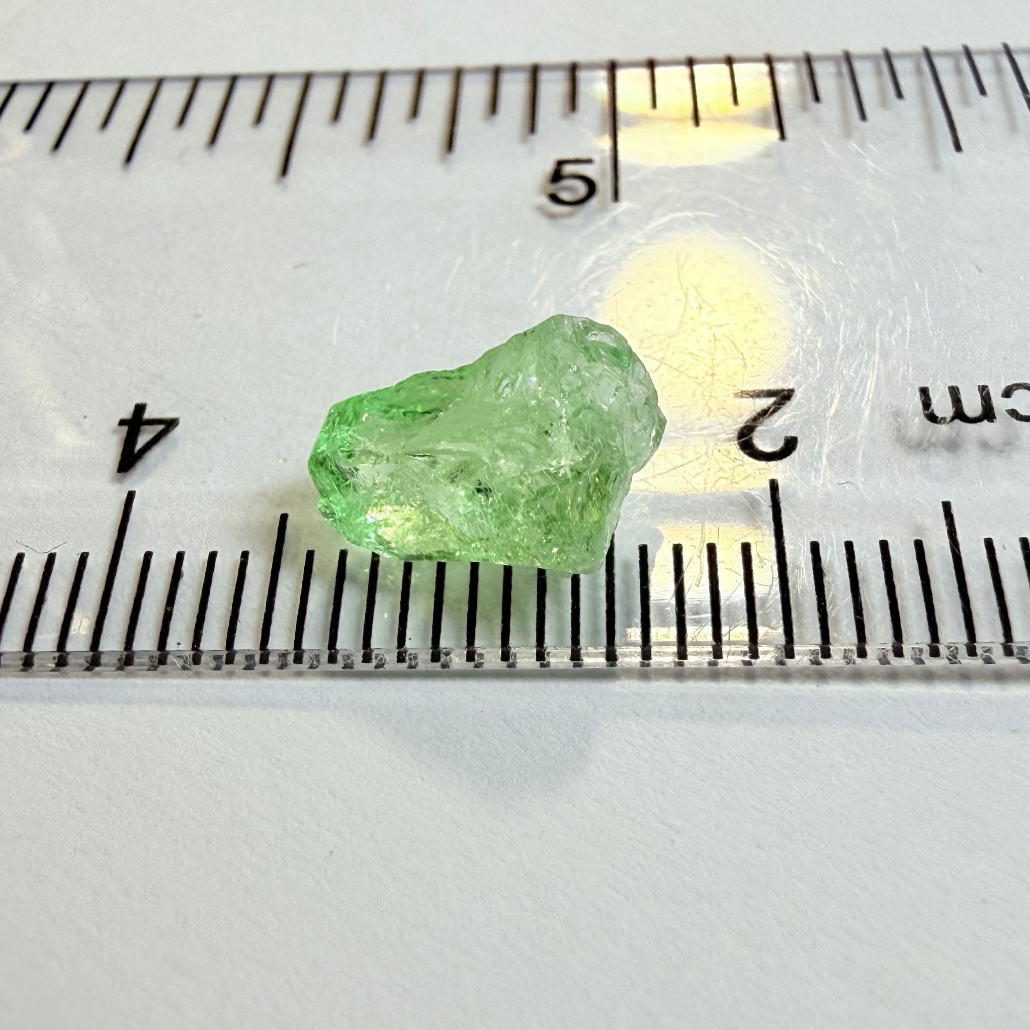 Merelani Mint Garnet, 2.69ct, Tanzania, Untreated Unheated, vvs, slight gunk at one end to remove, flat shape