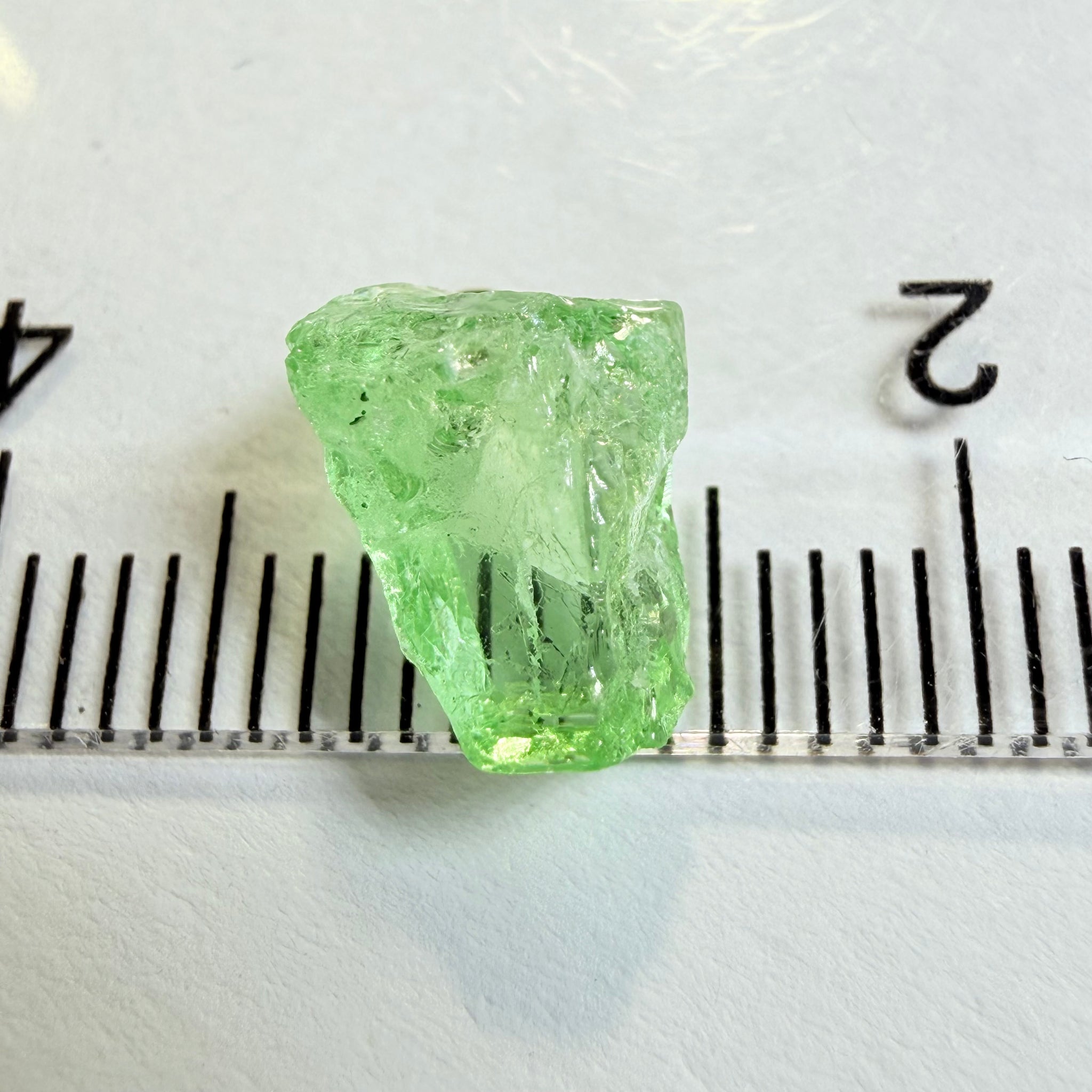 Merelani Mint Garnet, 2.69ct, Tanzania, Untreated Unheated, vvs, slight gunk at one end to remove, flat shape