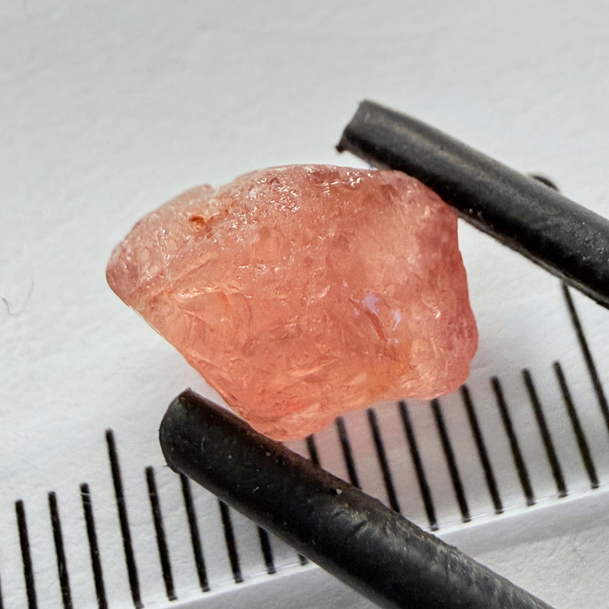 Umba Padparadscha Sapphire, 4.21ct, Umba Valley, Tanzania, Untreated Unheated, on the skin, going around 1mm in there is a crack that will come off on preform, rest vvs with a little bit of silk, see pics for crack markings