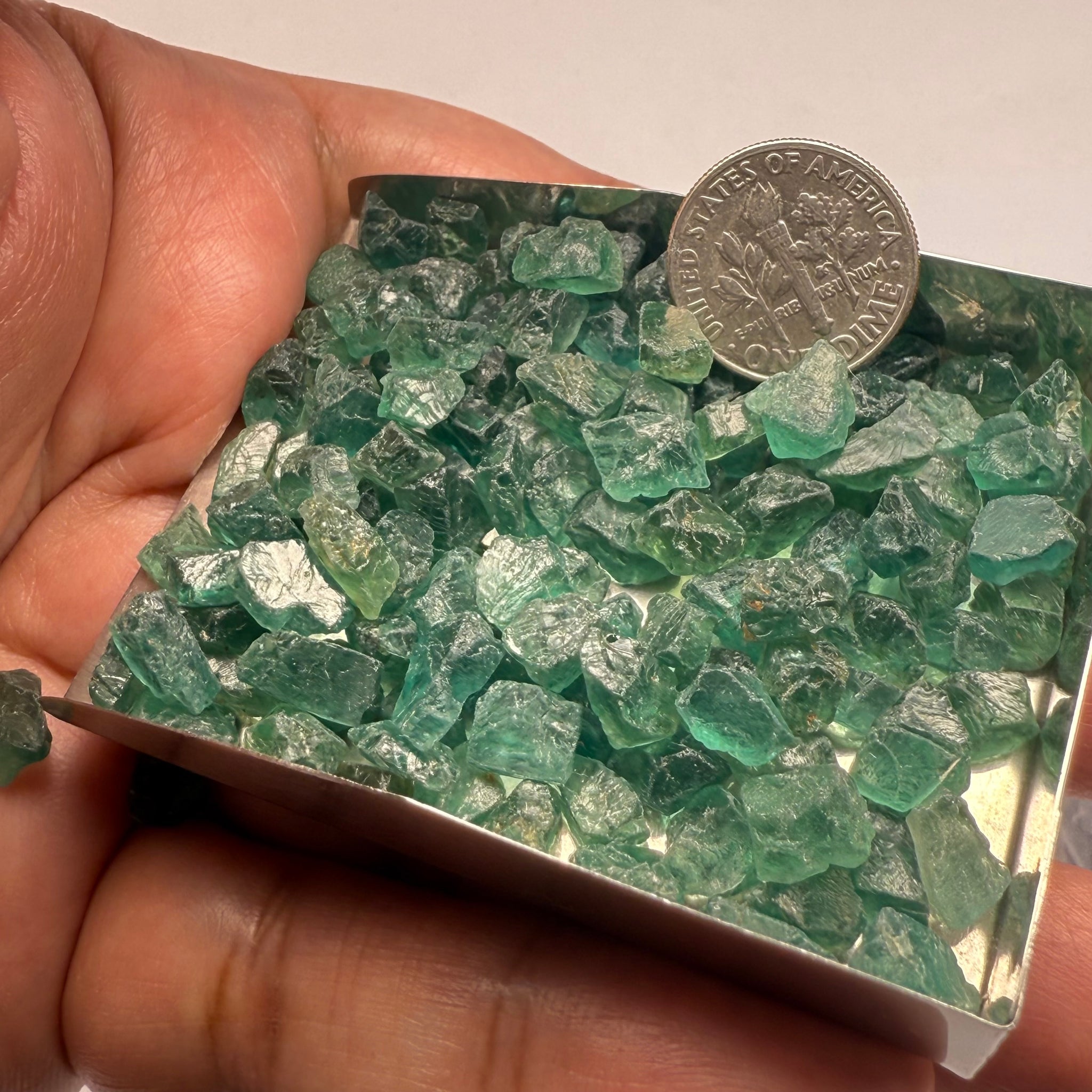 Neon Vivid Blue Green Apatite, Tanzania, Untreated Unheated. SINGLES price is per piece, cabbing, faceting and specimen grade mix, average size 1.8ct sold on a blind pour, see closeups