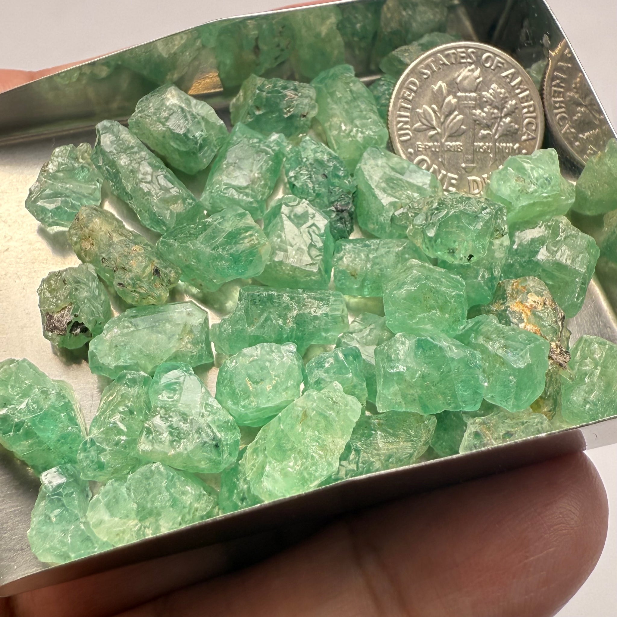 Etched Emerald Crystals, Magara, Lake Manyara, Tanzania, Untreated Unheated. SINGLES price is per piece, sold on a blind pour, they’re nicely etched but not the usual top notch grade