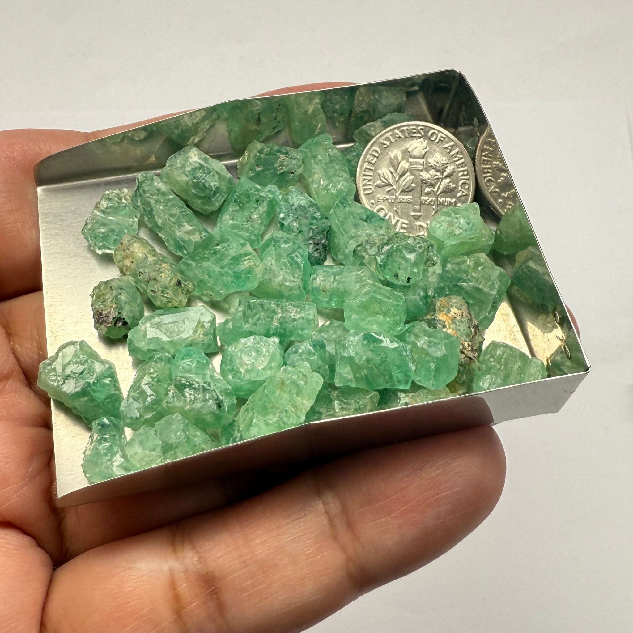 Etched Emerald Crystals, Magara, Lake Manyara, Tanzania, Untreated Unheated. SINGLES price is per piece, sold on a blind pour, they’re nicely etched but not the usual top notch grade