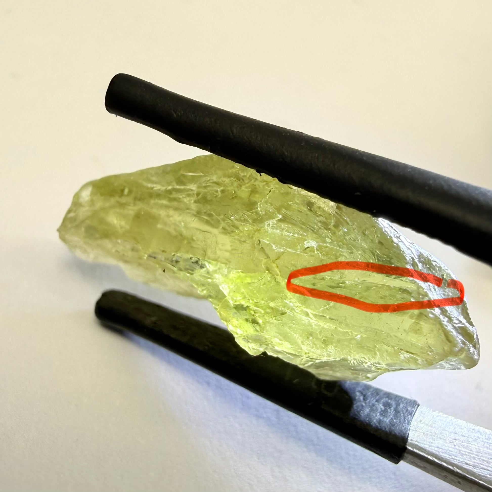 Umba Yellow Sapphire, 13.76ct, Umba, Tanzania, Untreated Unheated, flat stone, there is a fracture at the end, I’ve marked it in one picture, rest is slightly included