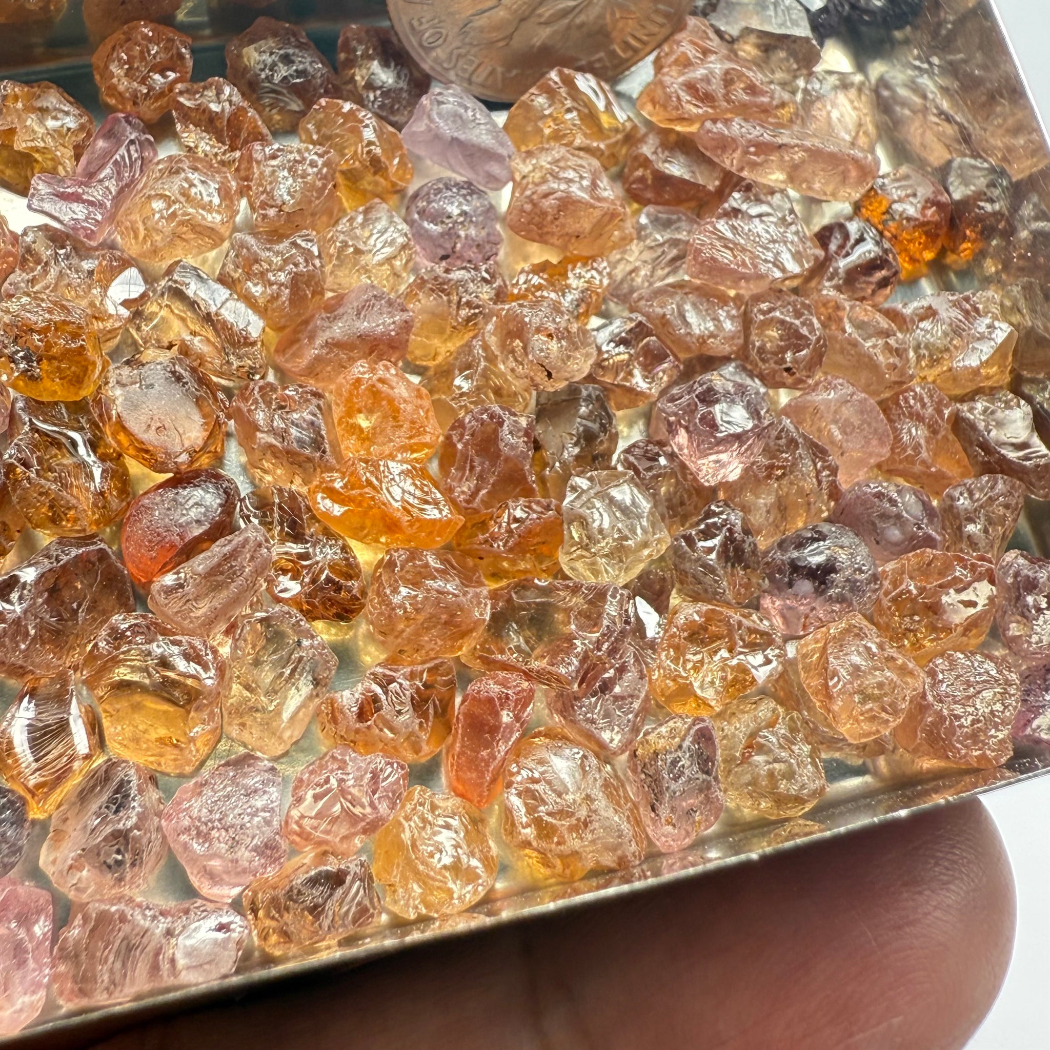 Garnet MIX, look closely it’s a whole mix of Mandarins, Colour Changers, Lindi, Mahenge Garnets and more all mixed up, see closeup, Tanzania, Untreated Unheated. SINGLES price is per piece sold on a blind pour basis, some clean some included, av. 1.4ct
