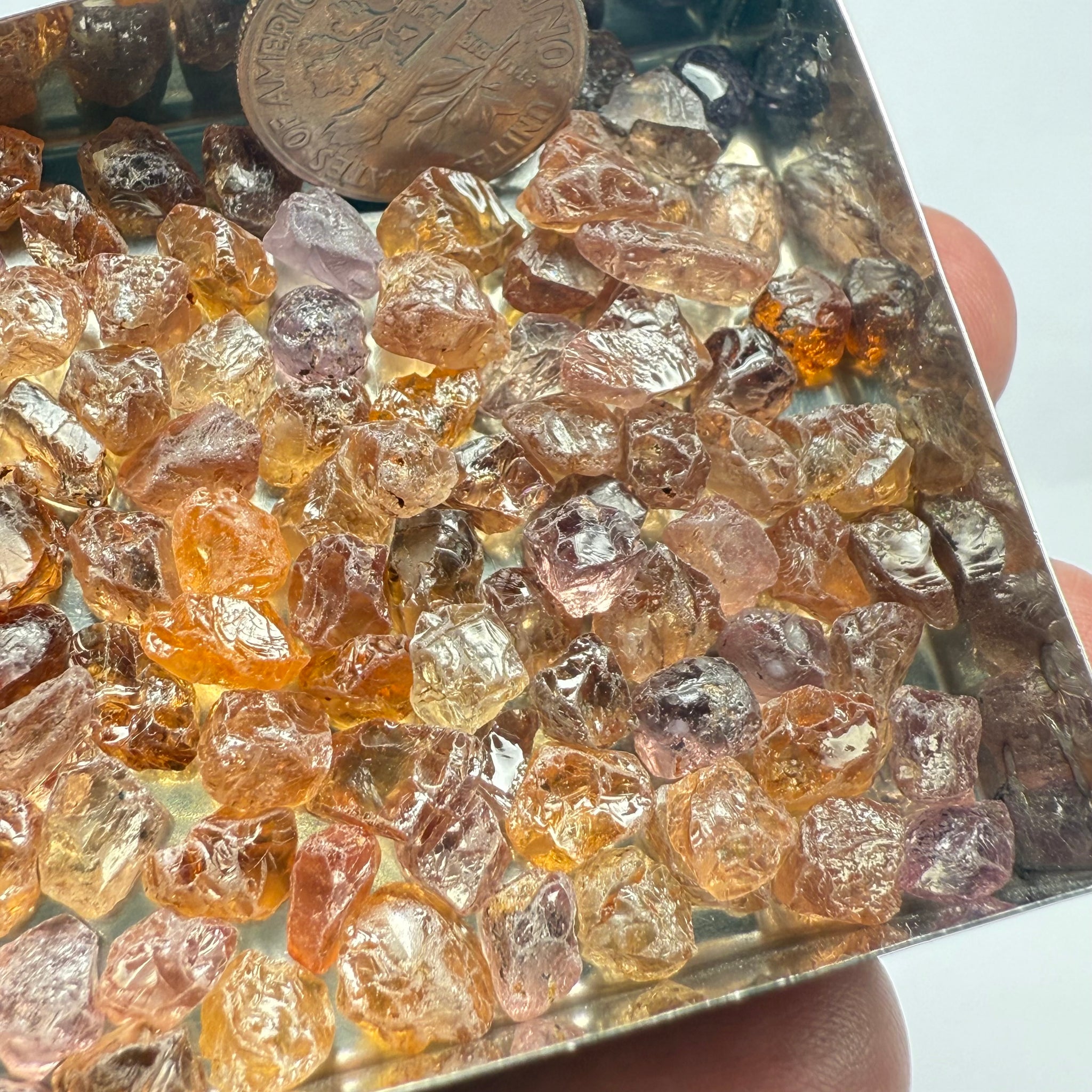 Garnet MIX, look closely it’s a whole mix of Mandarins, Colour Changers, Lindi, Mahenge Garnets and more all mixed up, see closeup, Tanzania, Untreated Unheated. SINGLES price is per piece sold on a blind pour basis, some clean some included, av. 1.4ct
