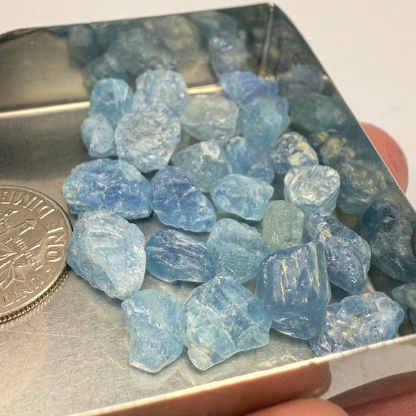 Blue Apatite Crystals from Merelani, Tanzania, Untreated Unheated. SINGLES price is per piece sold on a blind pour basis, specimen grade