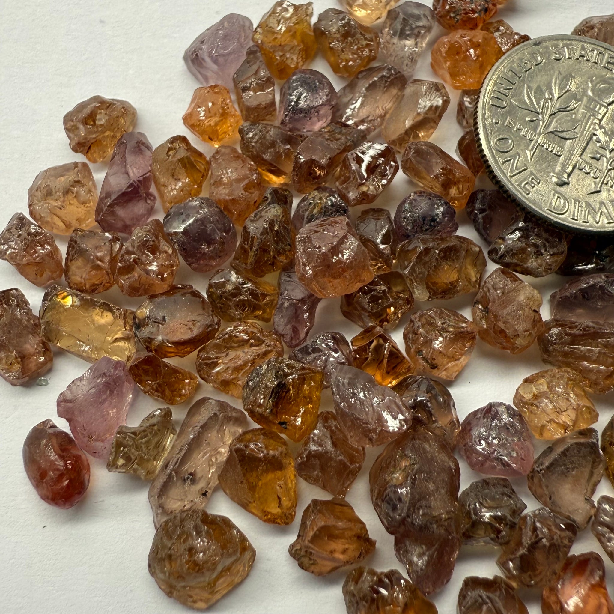 Garnet MIX, look closely it’s a whole mix of Mandarins, Colour Changers, Lindi, Mahenge Garnets and more all mixed up, see closeup, Tanzania, Untreated Unheated. SINGLES price is per piece sold on a blind pour basis, some clean some included, av. 1.4ct