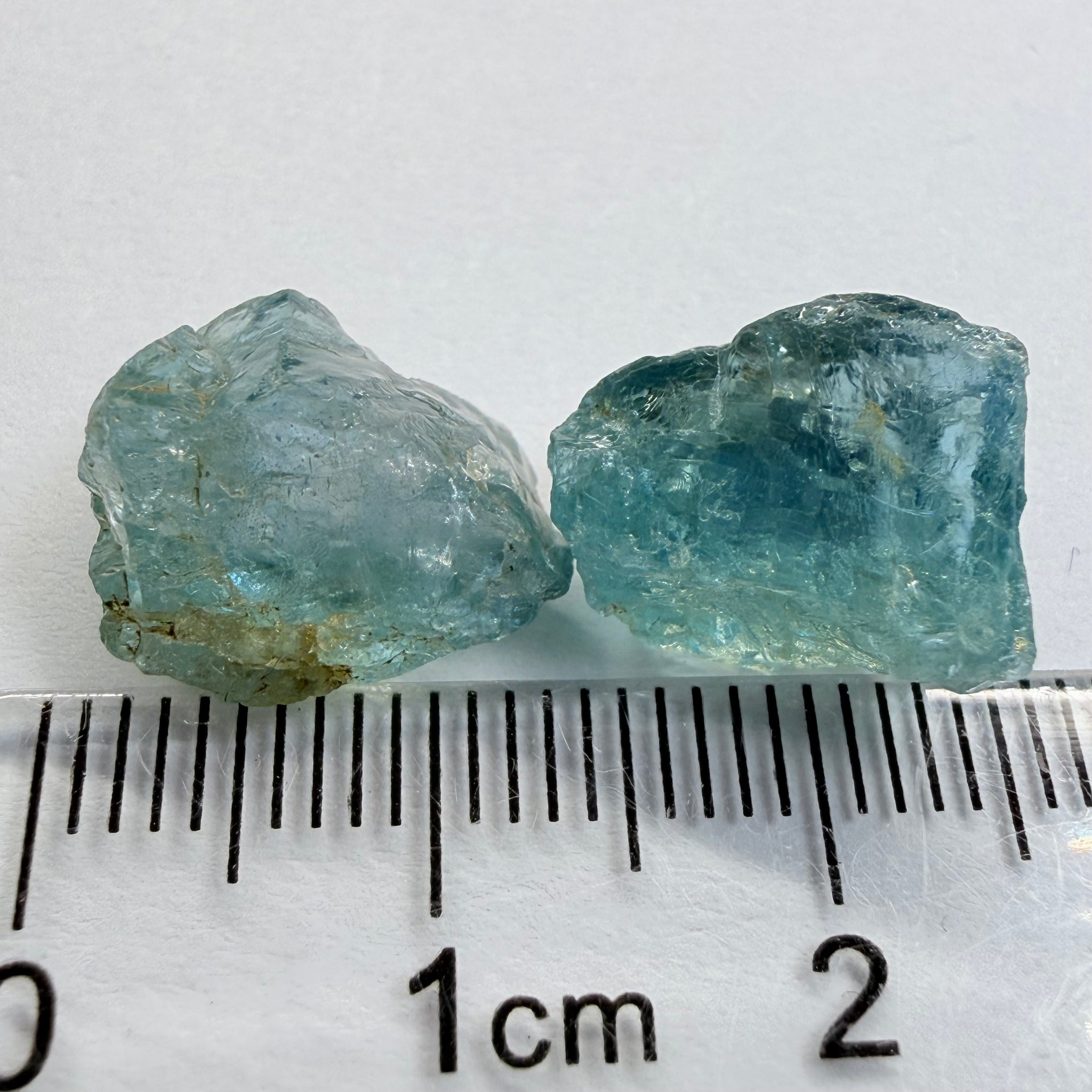 Aquamarine 2pcs, 13.23ct tw, Songea, Tanzania, Untreated Unheated, slightly to moderately included