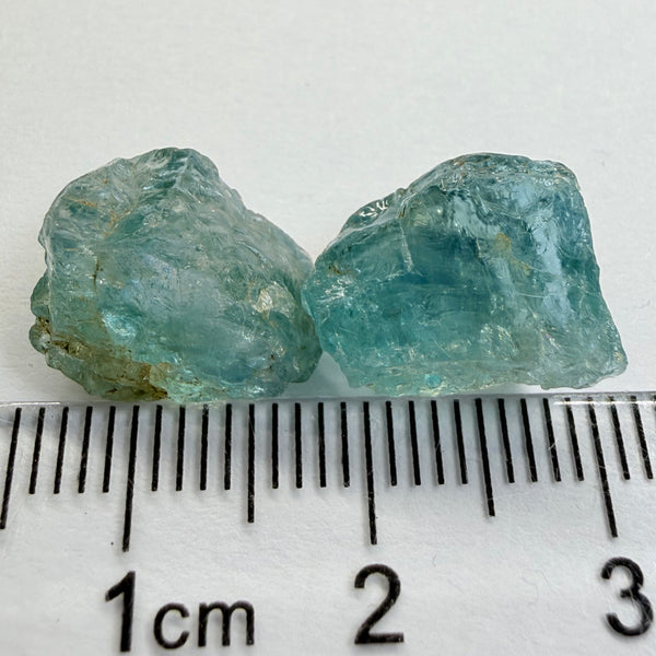Aquamarine 2pcs, 13.23ct tw, Songea, Tanzania, Untreated Unheated, slightly to moderately included