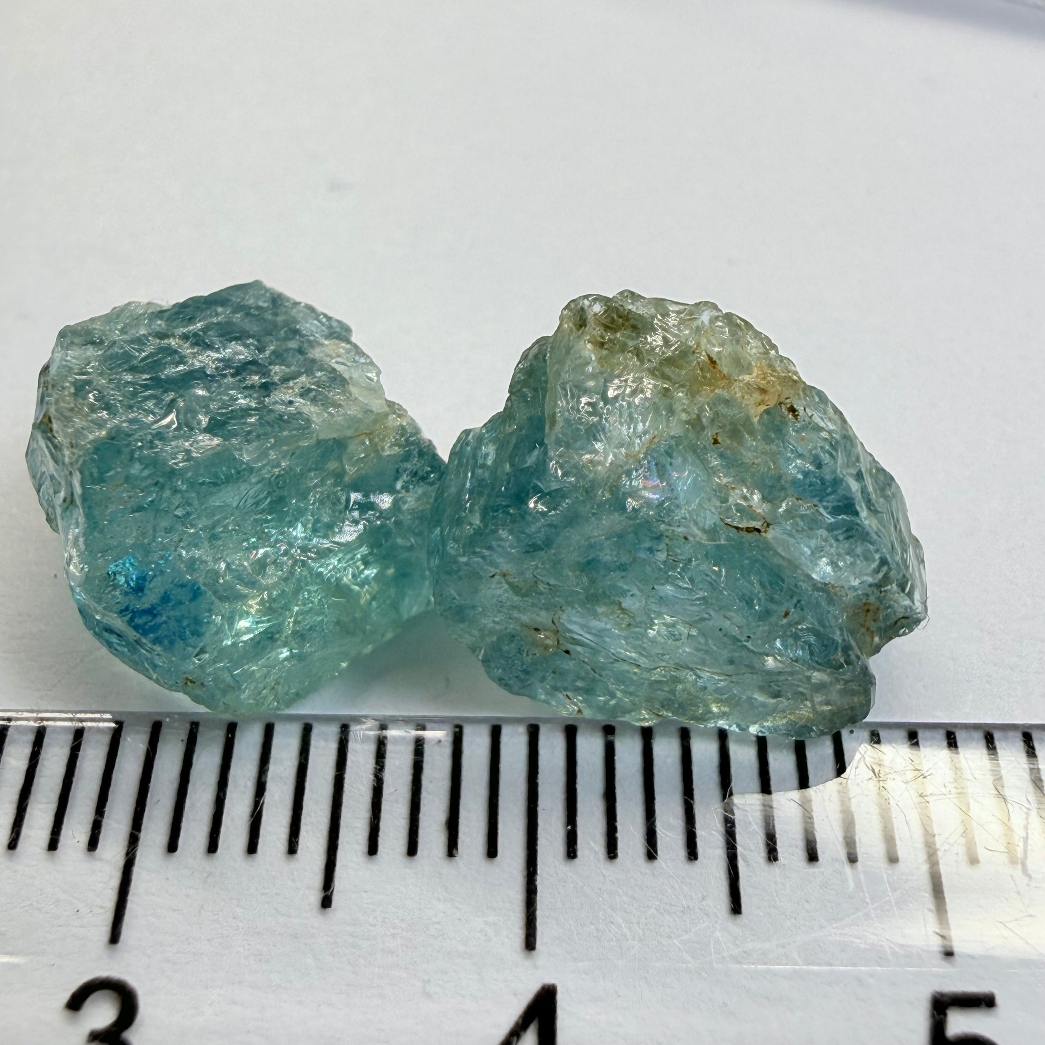 Aquamarine 2pcs, 13.23ct tw, Songea, Tanzania, Untreated Unheated, slightly to moderately included