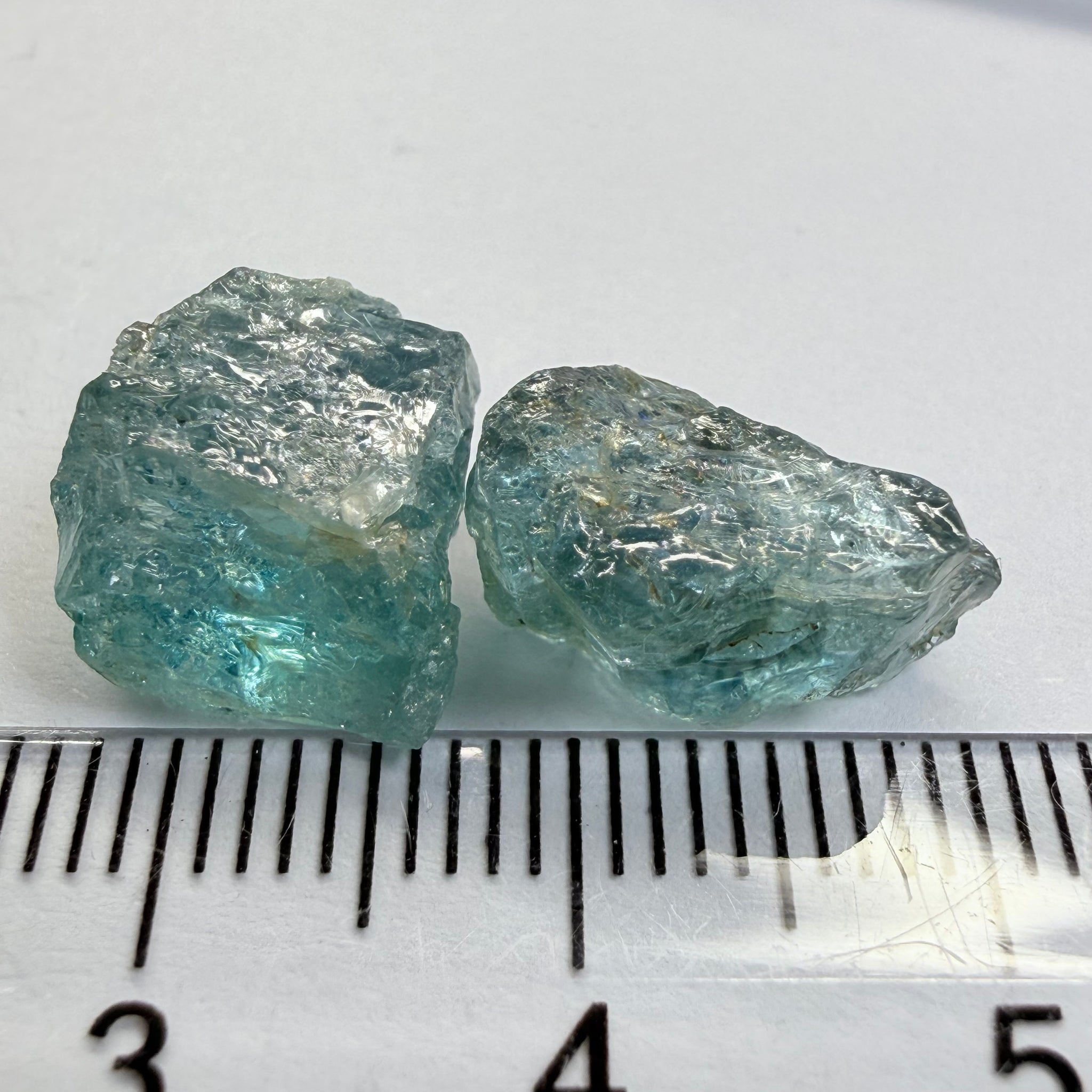 Aquamarine 2pcs, 13.23ct tw, Songea, Tanzania, Untreated Unheated, slightly to moderately included