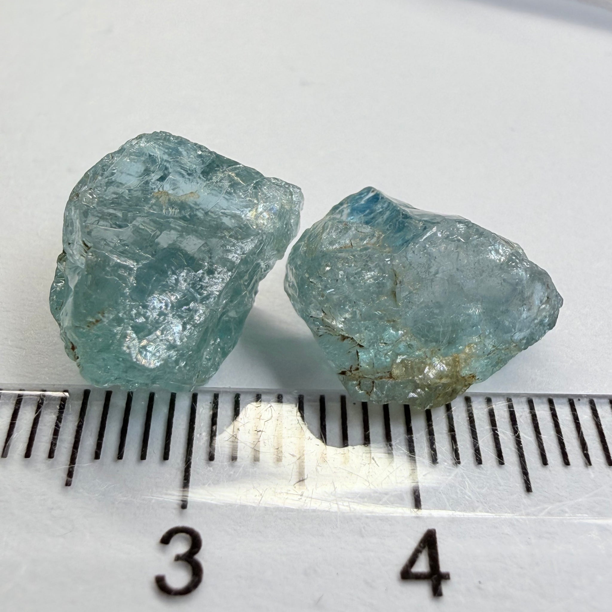 Aquamarine 2pcs, 13.23ct tw, Songea, Tanzania, Untreated Unheated, slightly to moderately included