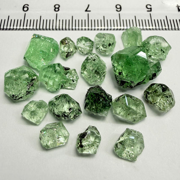 Merelani Mint Garnet Crystal Lot, 48.91ct, Merelani, Tanzania. Untreated Unheated