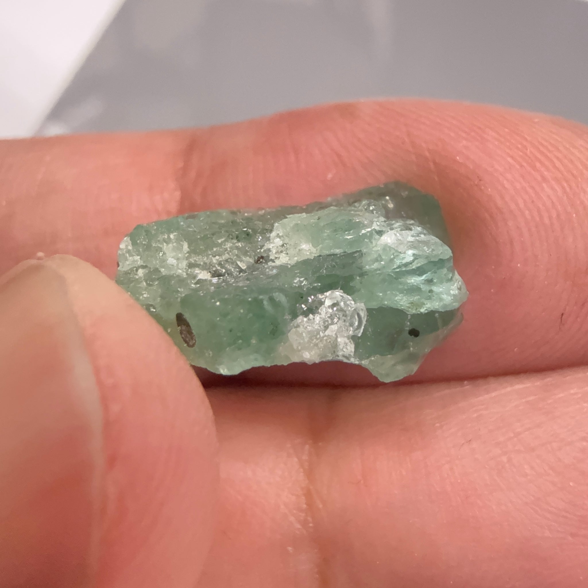 Emerald Crystal, 8.20ct, Tanzania, Untreated Unheated, specimen grade, flattish shape