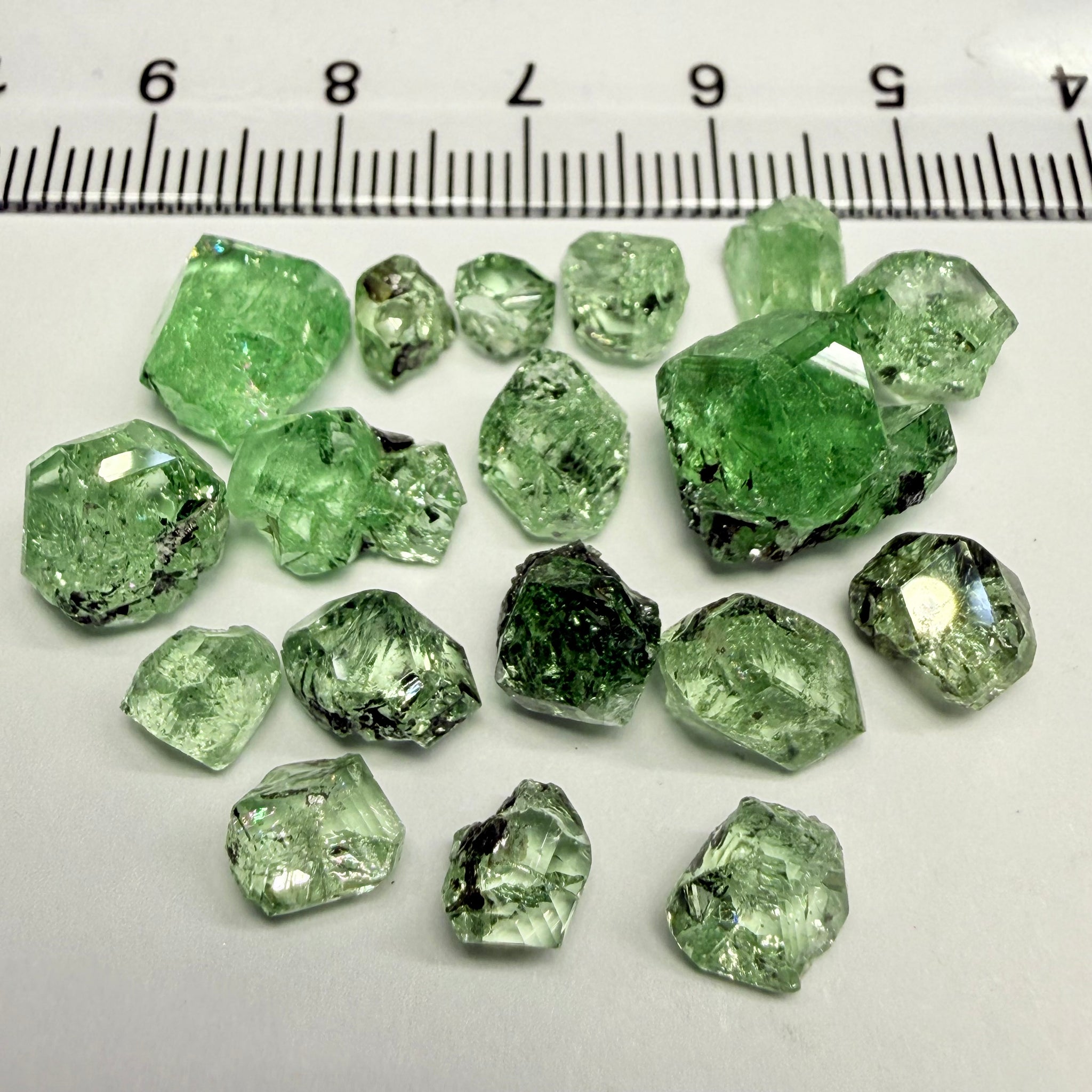 Merelani Mint Garnet Crystal Lot, 48.91ct, Merelani, Tanzania. Untreated Unheated