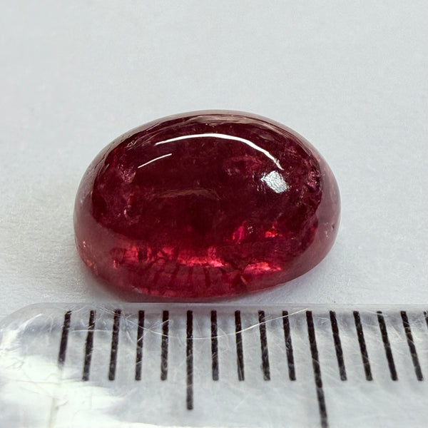 Garnet Cabochon, 7.54ct, Tanzania, Untreated Unheated, deep wine red, flat backed