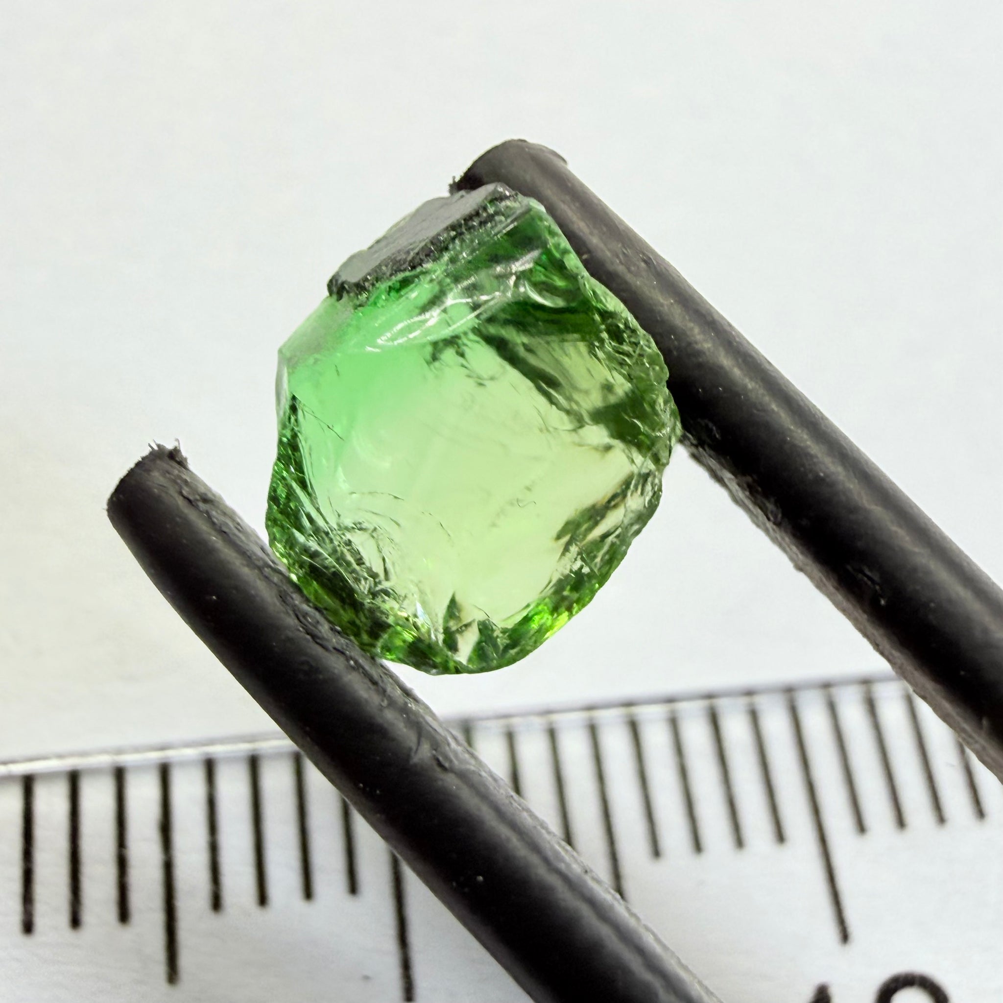 Chrome Tourmaline, yellowish tint with colour zoning, 1.84ct, Laletema, Tanzania, Untreated Unheated, vvs-if, slightly flattish shape