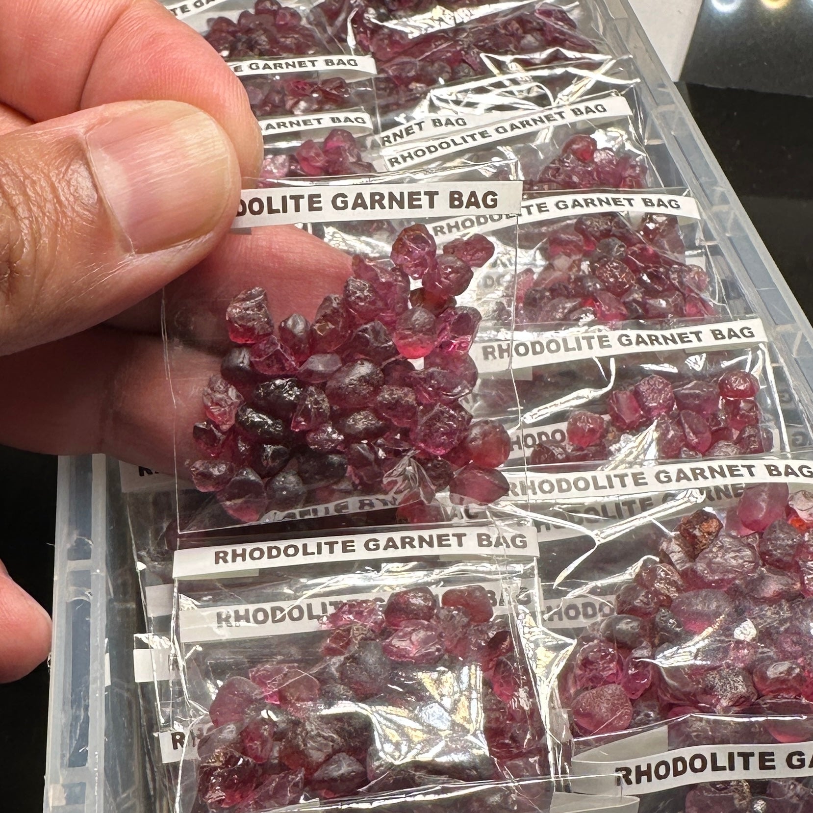 Rhodolite Garnet Bag, Tanzania