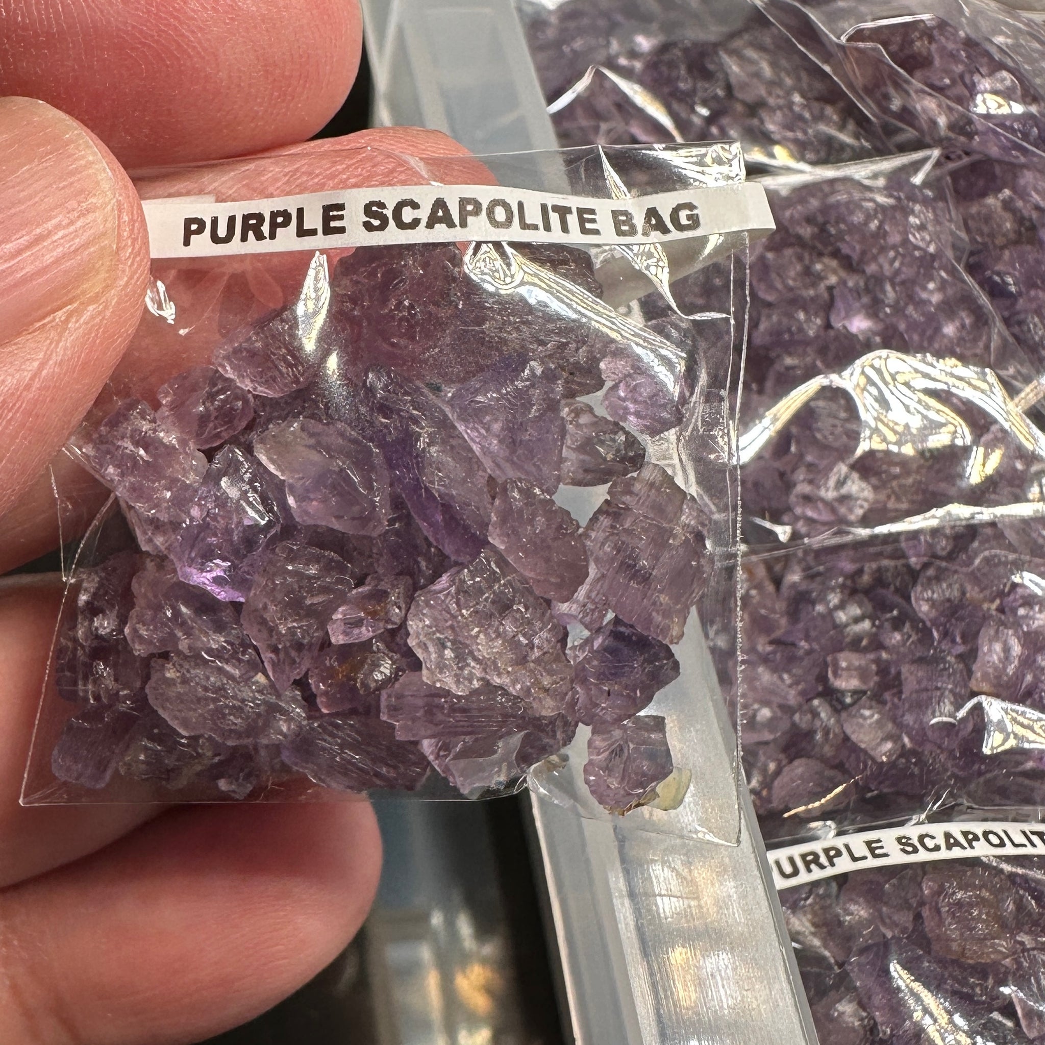 Purple Scapolite Bag, Tanzania- for inlay only, not for faceting