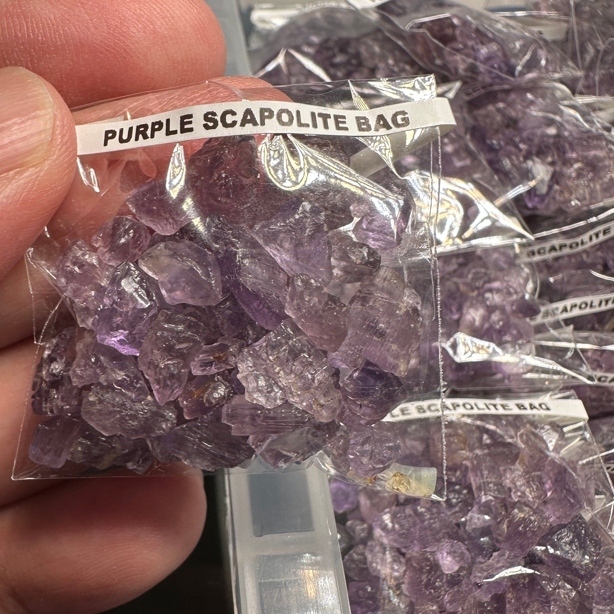 Purple Scapolite Bag, Tanzania- for inlay only, not for faceting