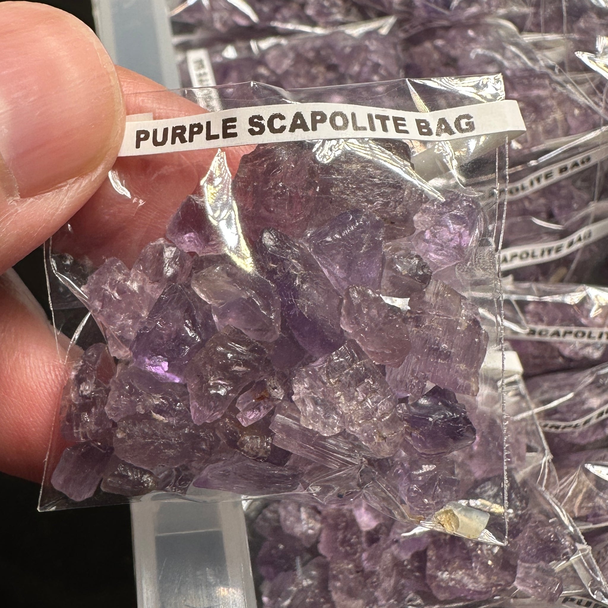 Purple Scapolite Bag, Tanzania- for inlay only, not for faceting