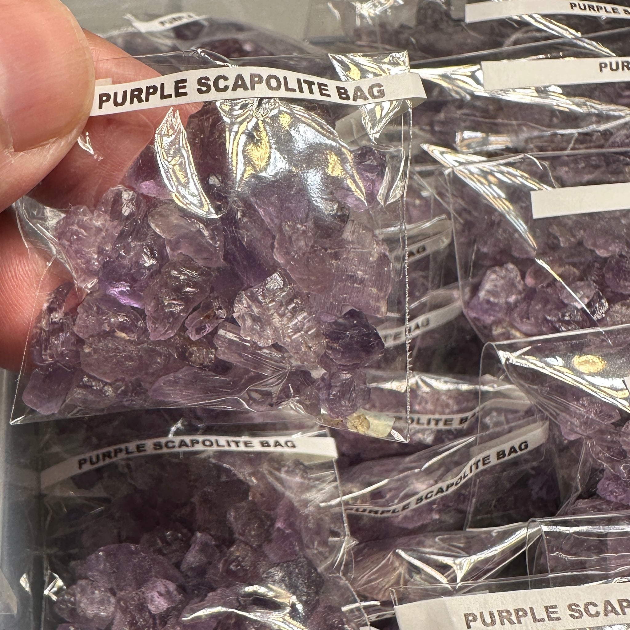 Purple Scapolite Bag, Tanzania- for inlay only, not for faceting