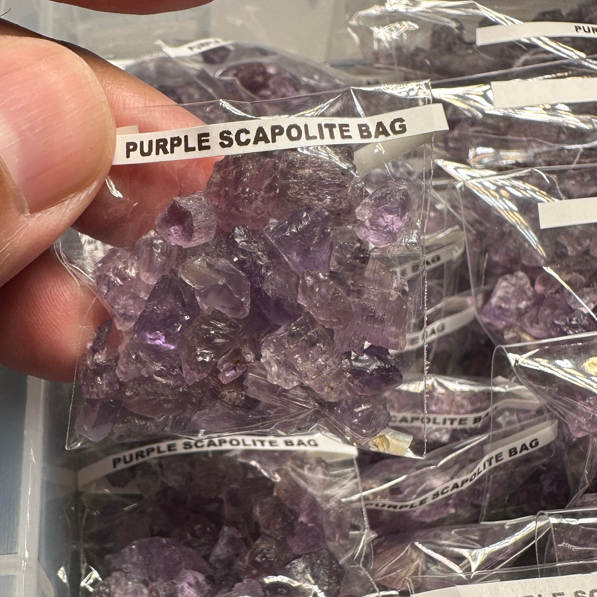 Purple Scapolite Bag, Tanzania- for inlay only, not for faceting