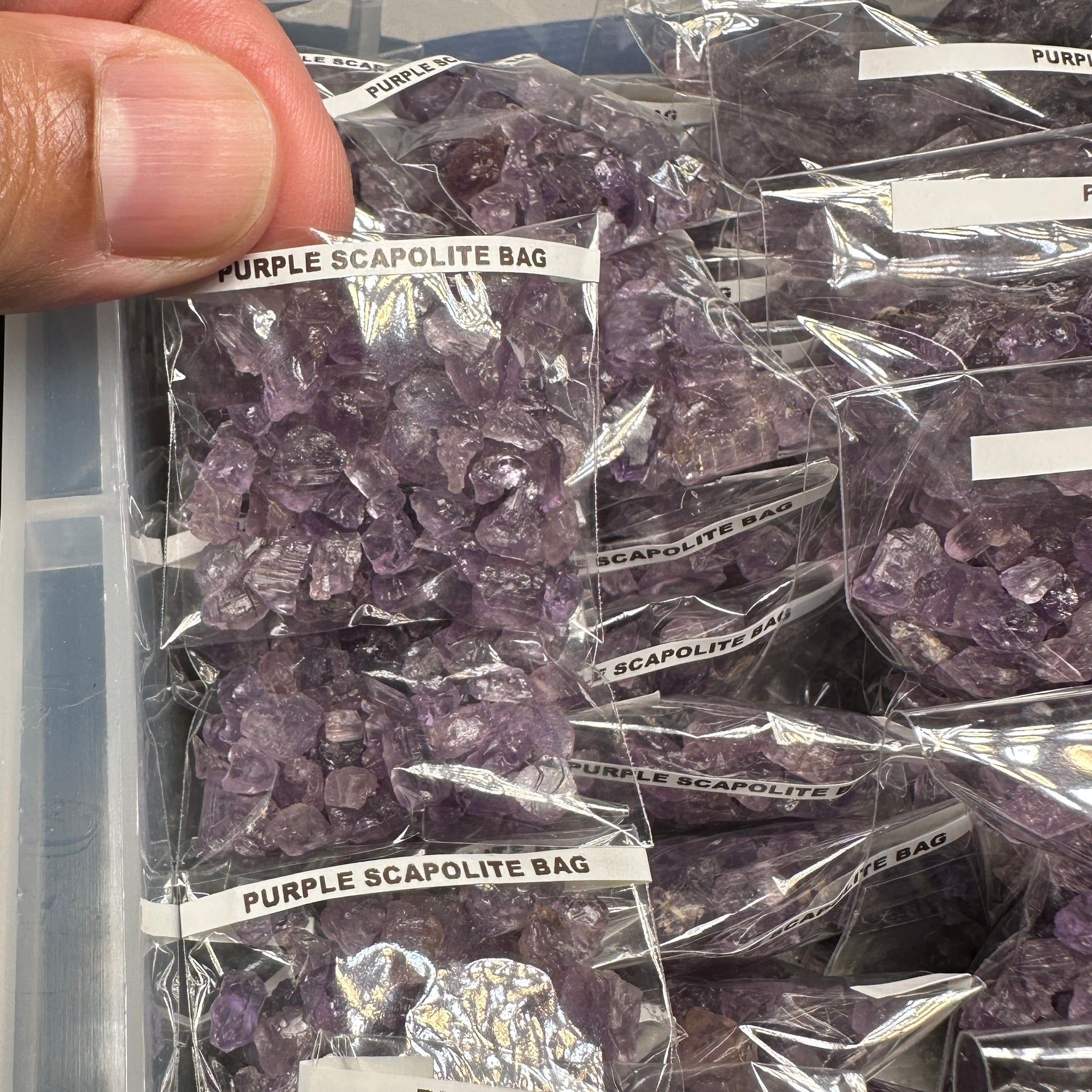 Purple Scapolite Bag, Tanzania- for inlay only, not for faceting