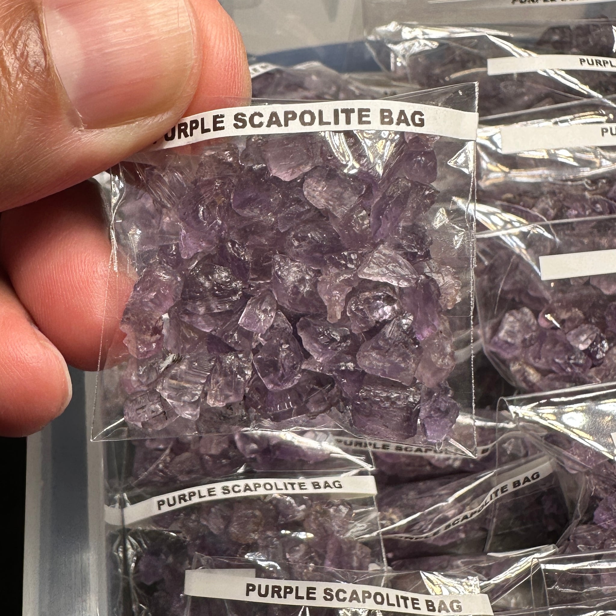 Purple Scapolite Bag, Tanzania- for inlay only, not for faceting
