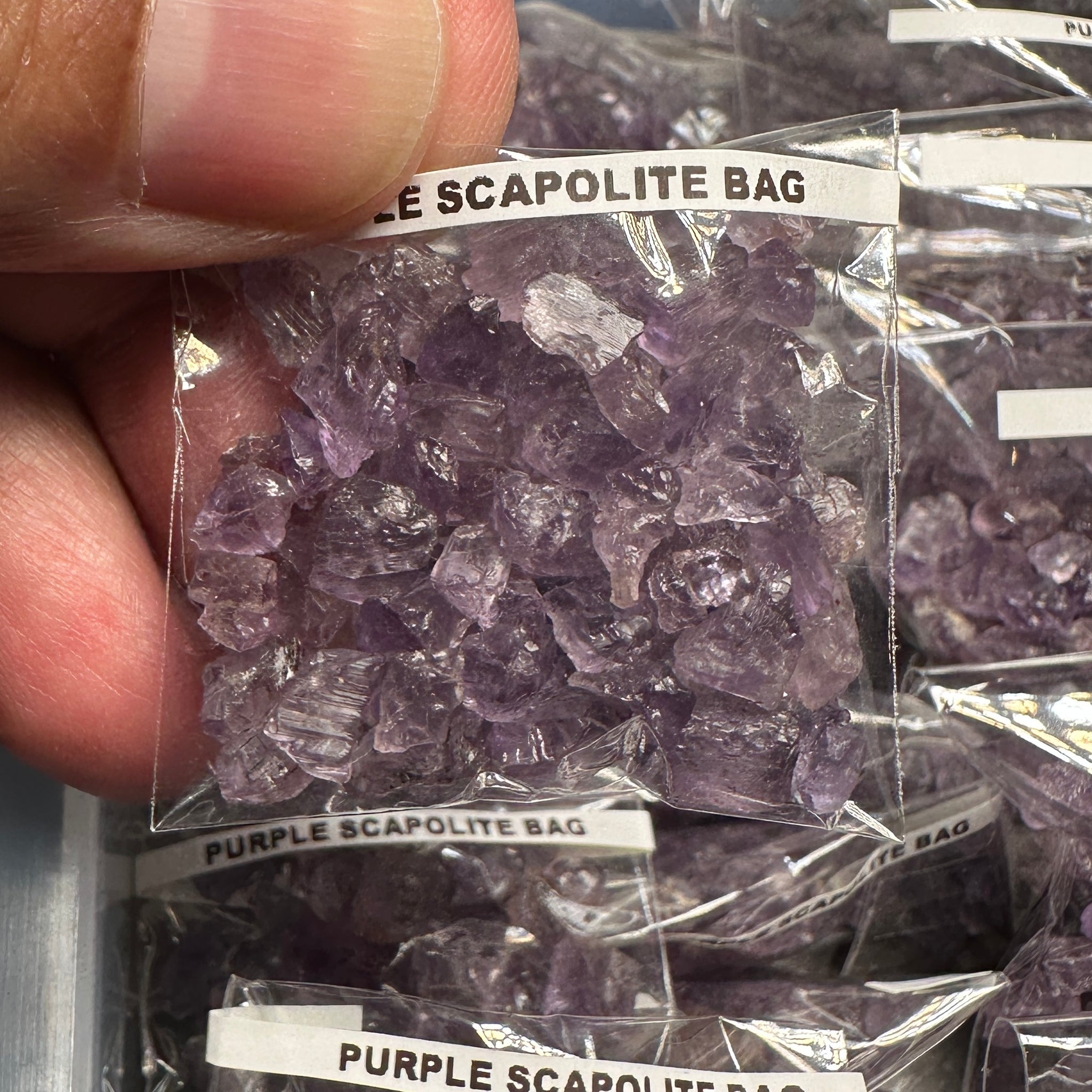 Purple Scapolite Bag, Tanzania- for inlay only, not for faceting