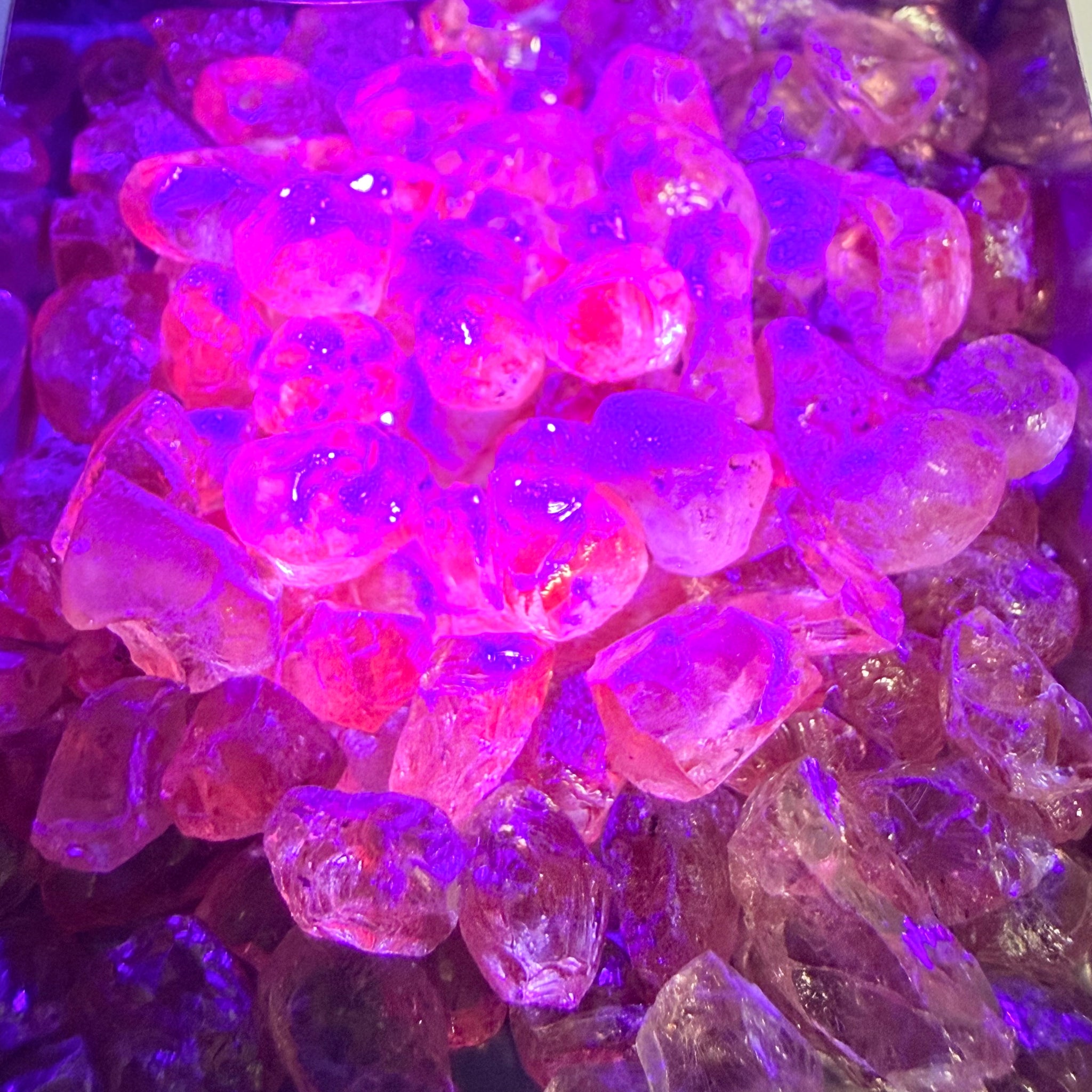 Dragon Garnet, 48.00gm / 240ct Lot, Tanzania, Untreated Unheated, mixed clarity lot from moderately included to internally flawless, 2ct average, see the video for uv effect