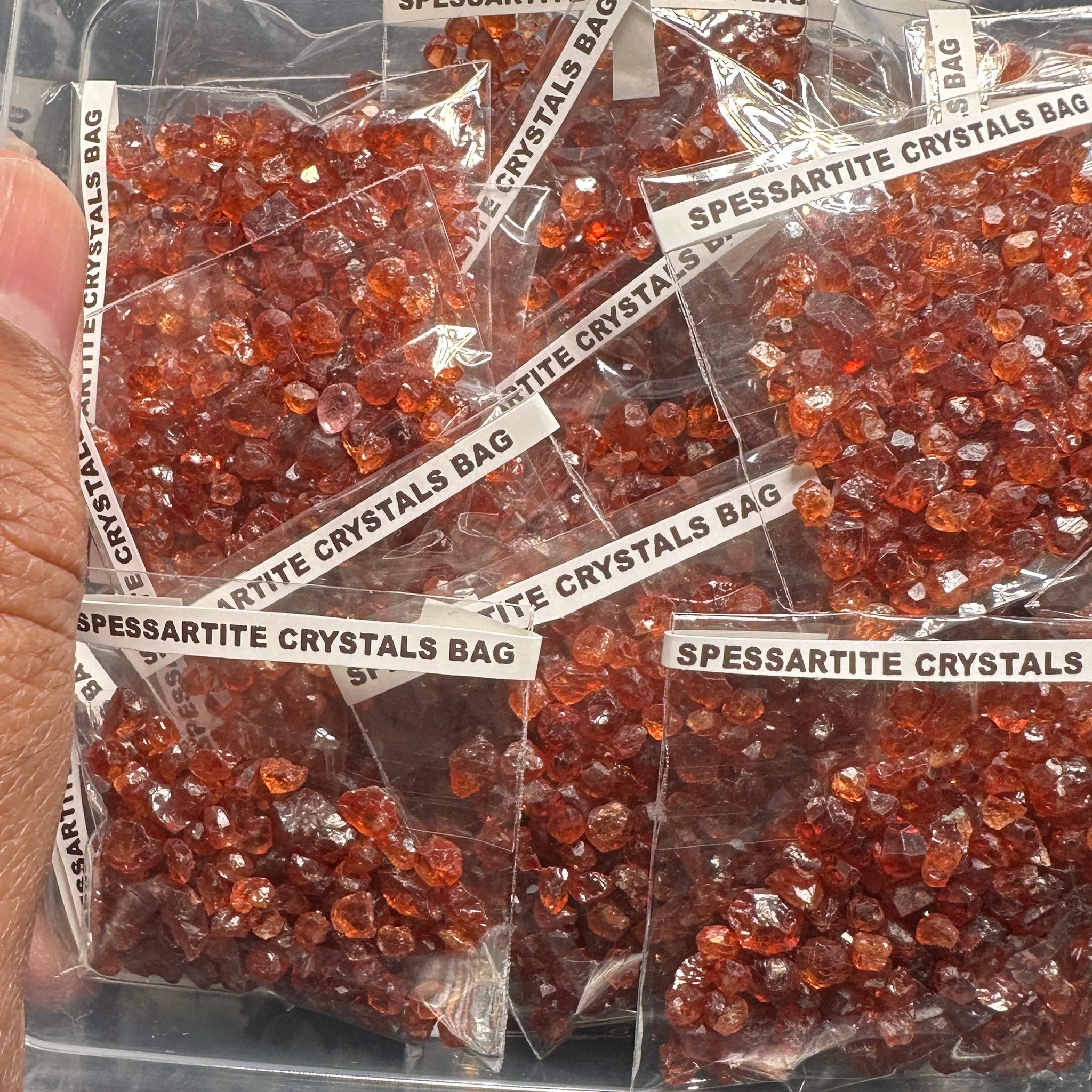 Spessartite Crystals Bag, Tanzania- for inlay only, not for faceting
