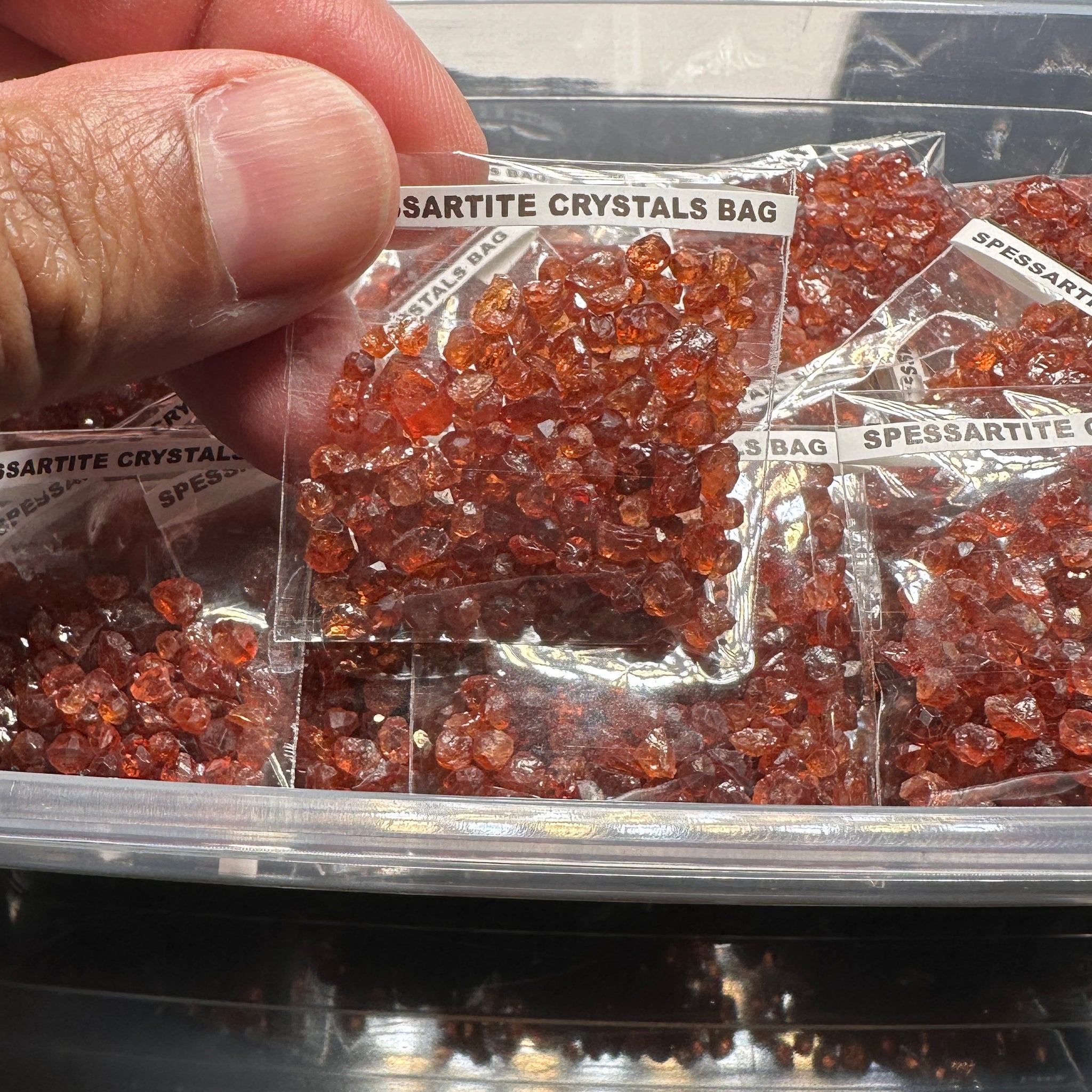 Spessartite Crystals Bag, Tanzania- for inlay only, not for faceting