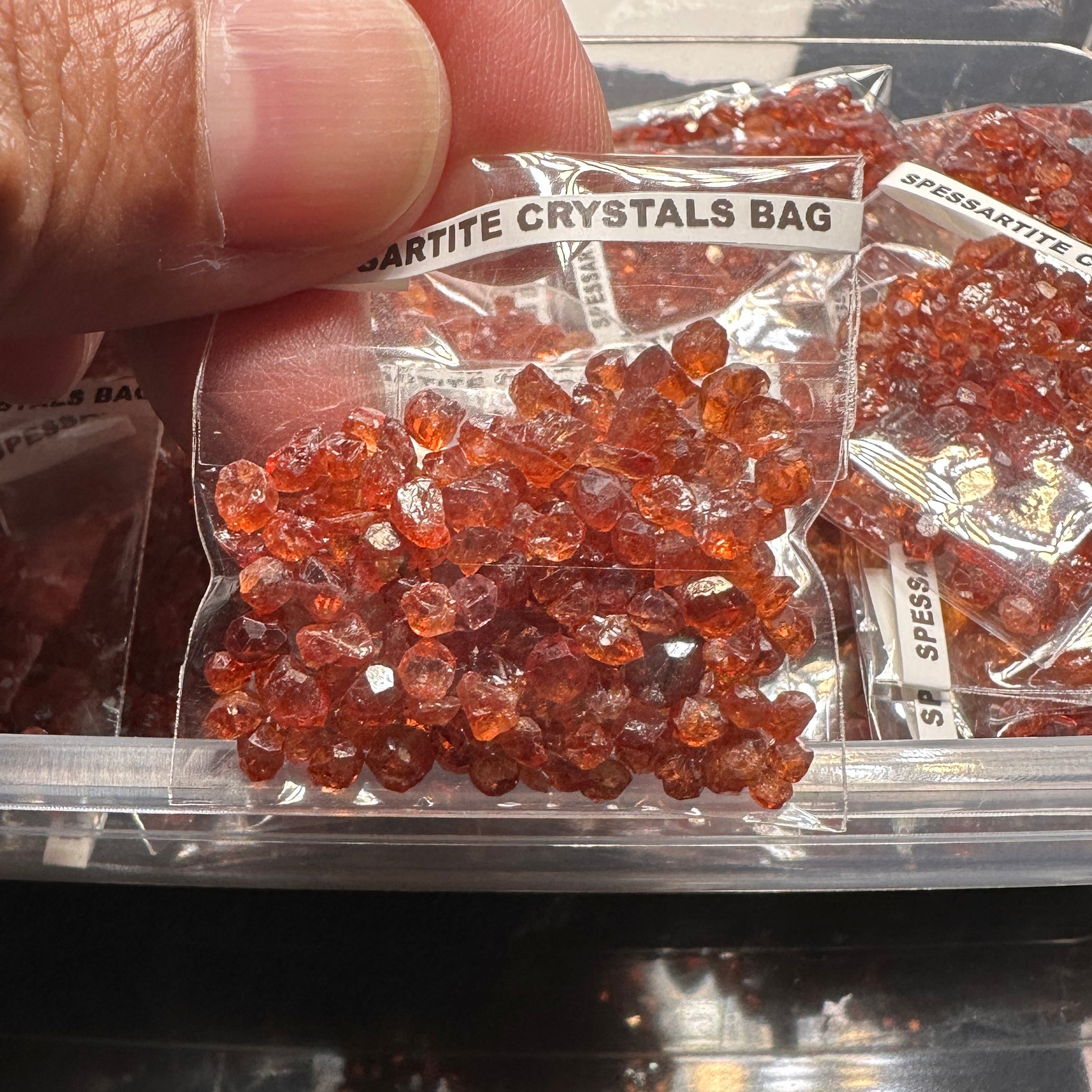 Spessartite Crystals Bag, Tanzania- for inlay only, not for faceting