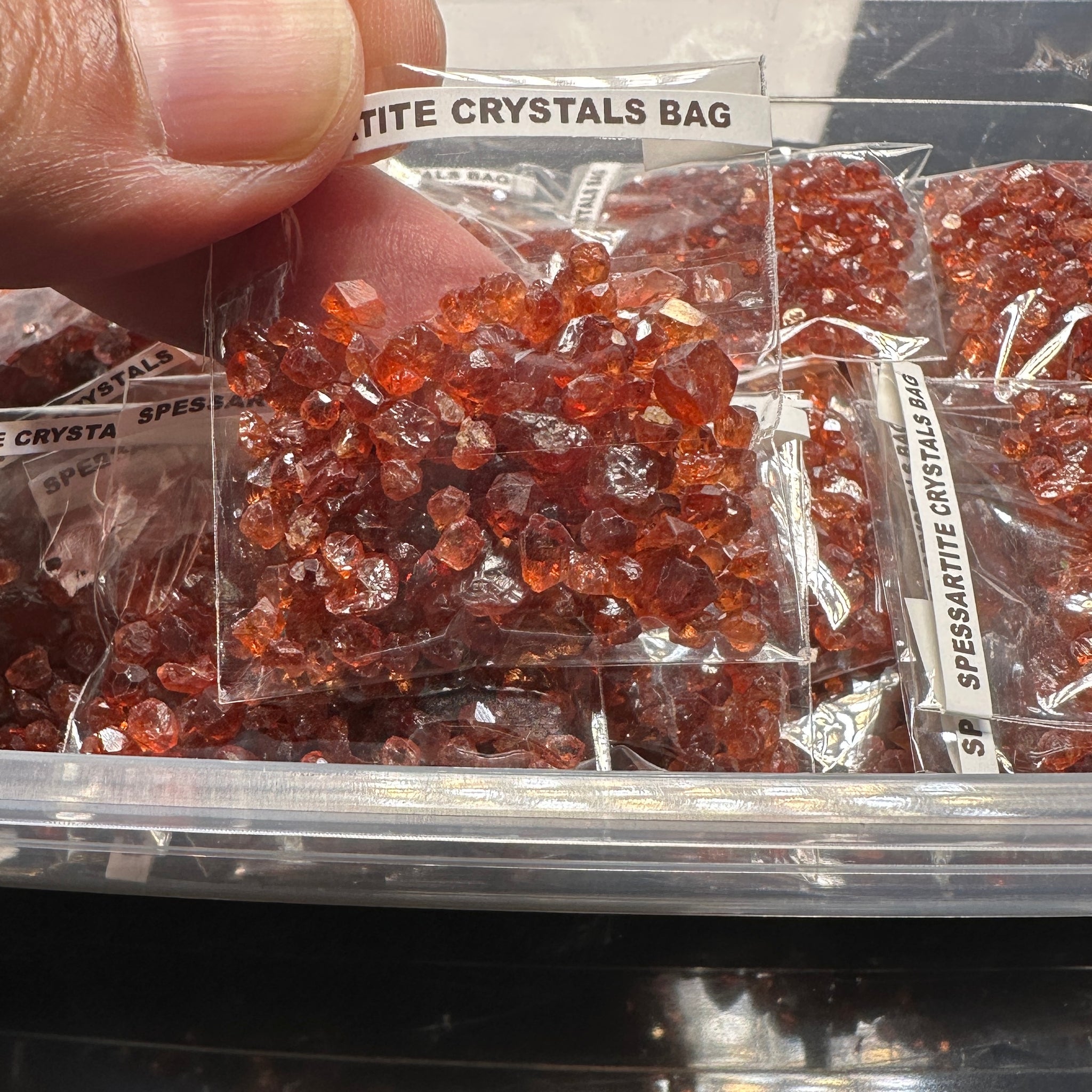 Spessartite Crystals Bag, Tanzania- for inlay only, not for faceting