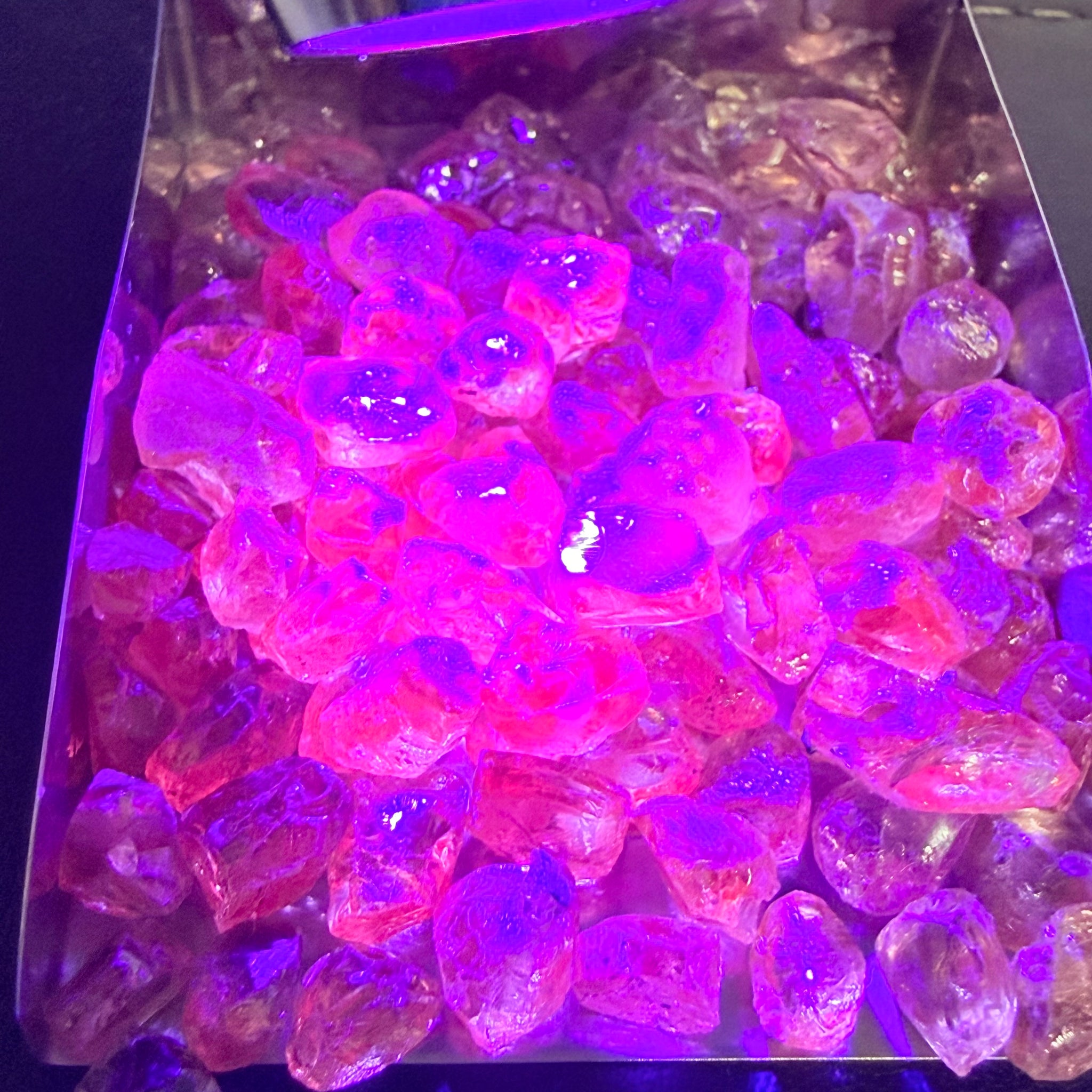 Dragon Garnet, 48.00gm / 240ct Lot, Tanzania, Untreated Unheated, mixed clarity lot from moderately included to internally flawless, 2ct average, see the video for uv effect
