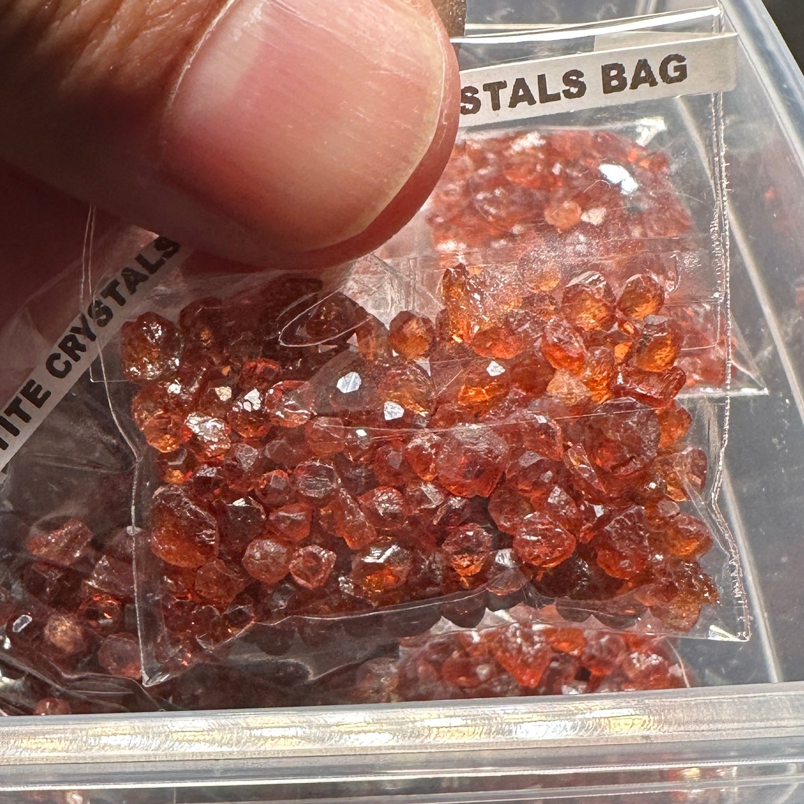 Spessartite Crystals Bag, Tanzania- for inlay only, not for faceting