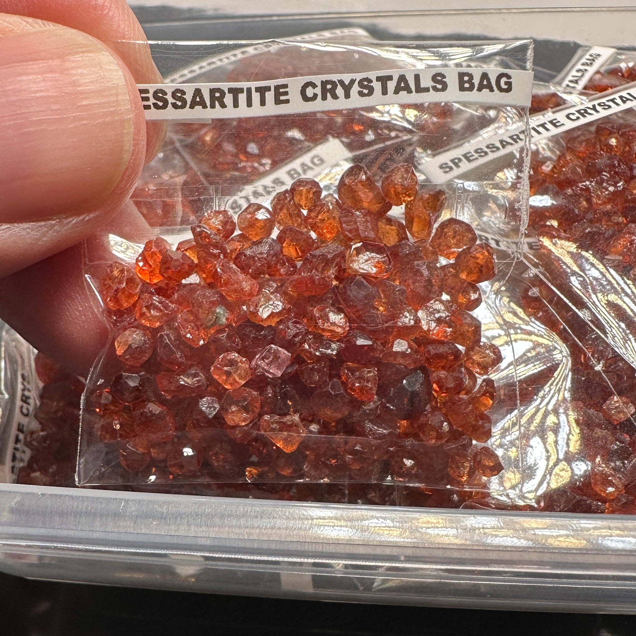 Spessartite Crystals Bag, Tanzania- for inlay only, not for faceting