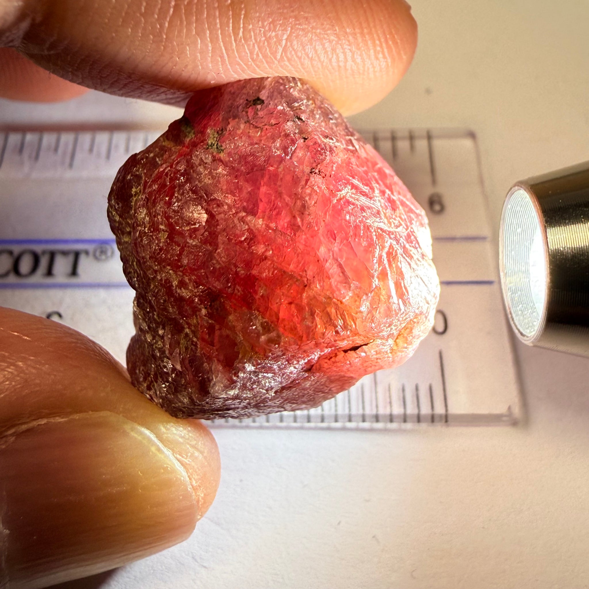 Ruby/Sapphire Crystal, Untreated Unheated, Tanzania, a dab of oil will remove the white dryness on the skin, Translucent, 63.88ct
