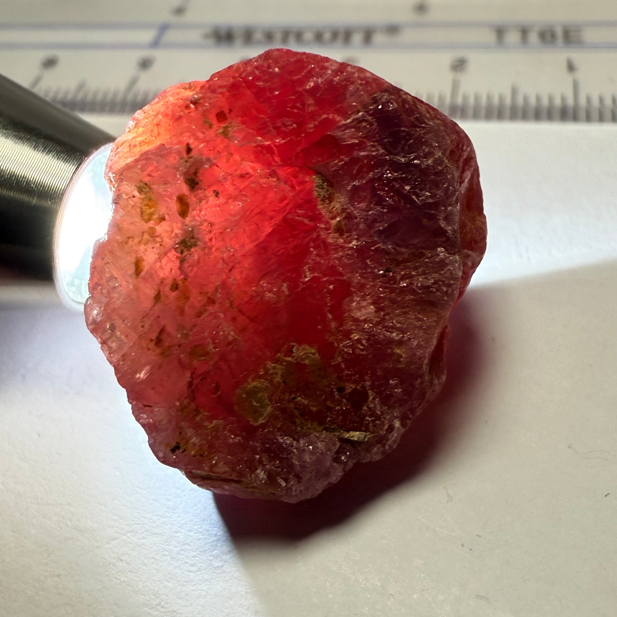 Ruby/Sapphire Crystal, Untreated Unheated, Tanzania, a dab of oil will remove the white dryness on the skin, Translucent, 63.88ct