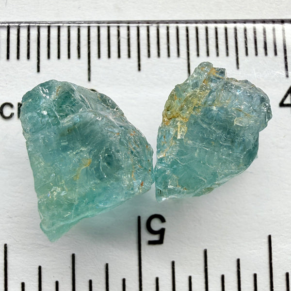 Aquamarine 2pcs, 13.23ct tw, Songea, Tanzania, Untreated Unheated, slightly to moderately included